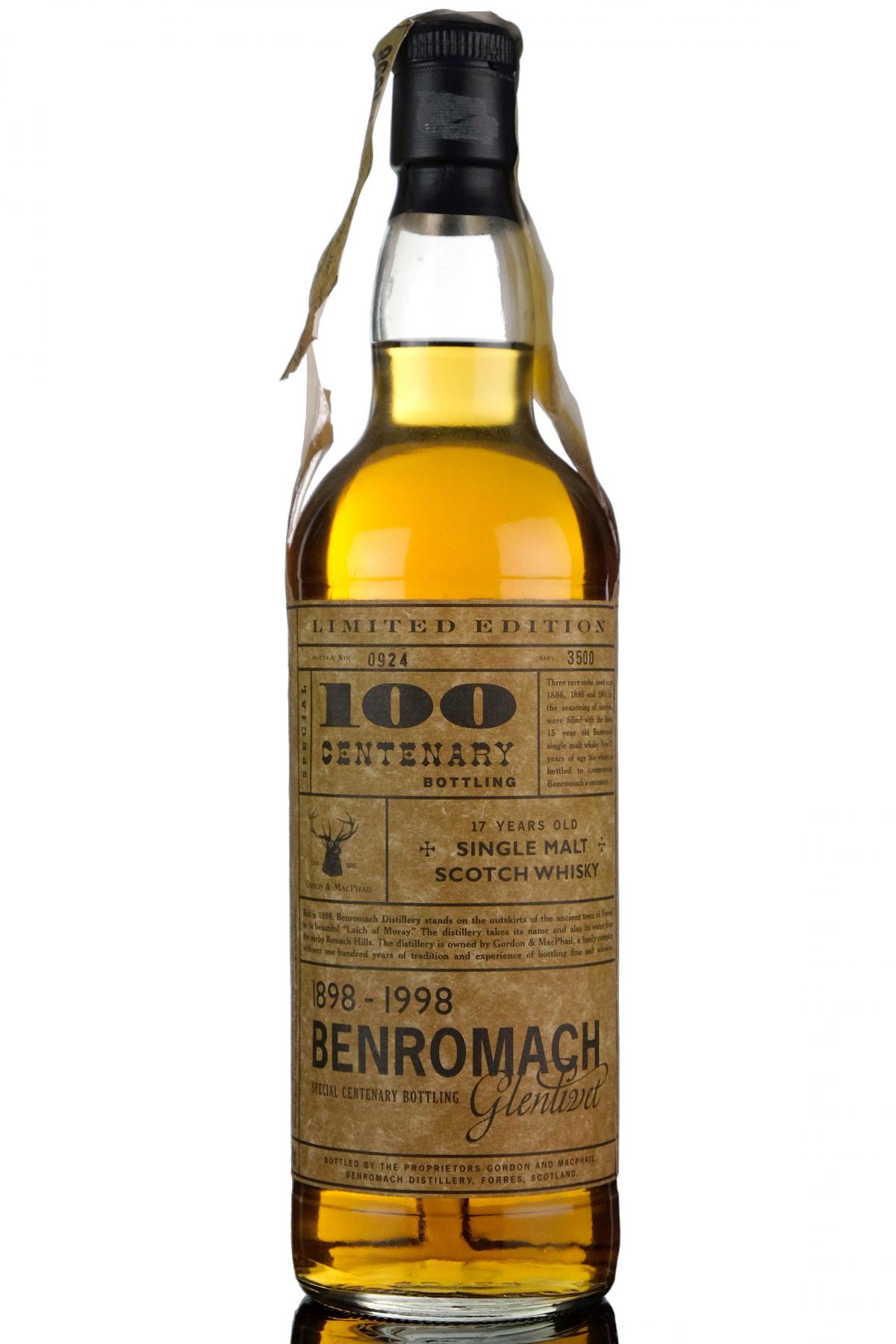 Benromach  Centenary - 1898-1998 - 17 Year Old