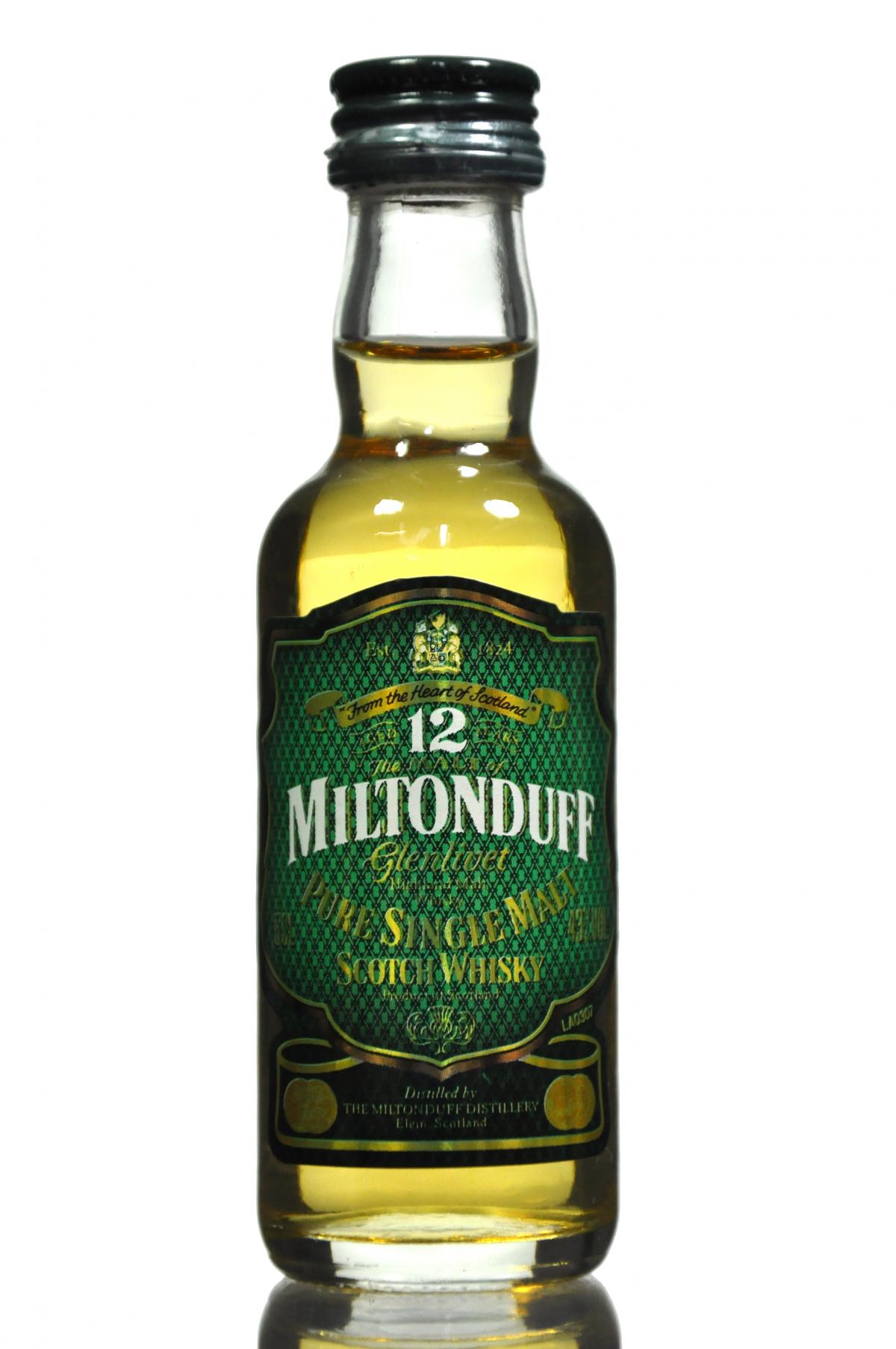 Miltonduff 12 Year Old Miniature