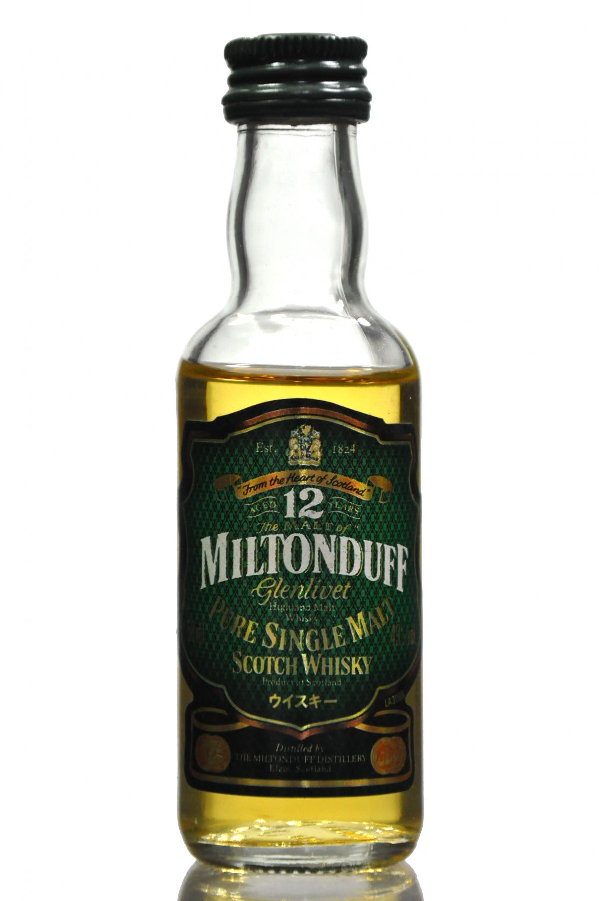 Miltonduff 12 Year Old Miniature