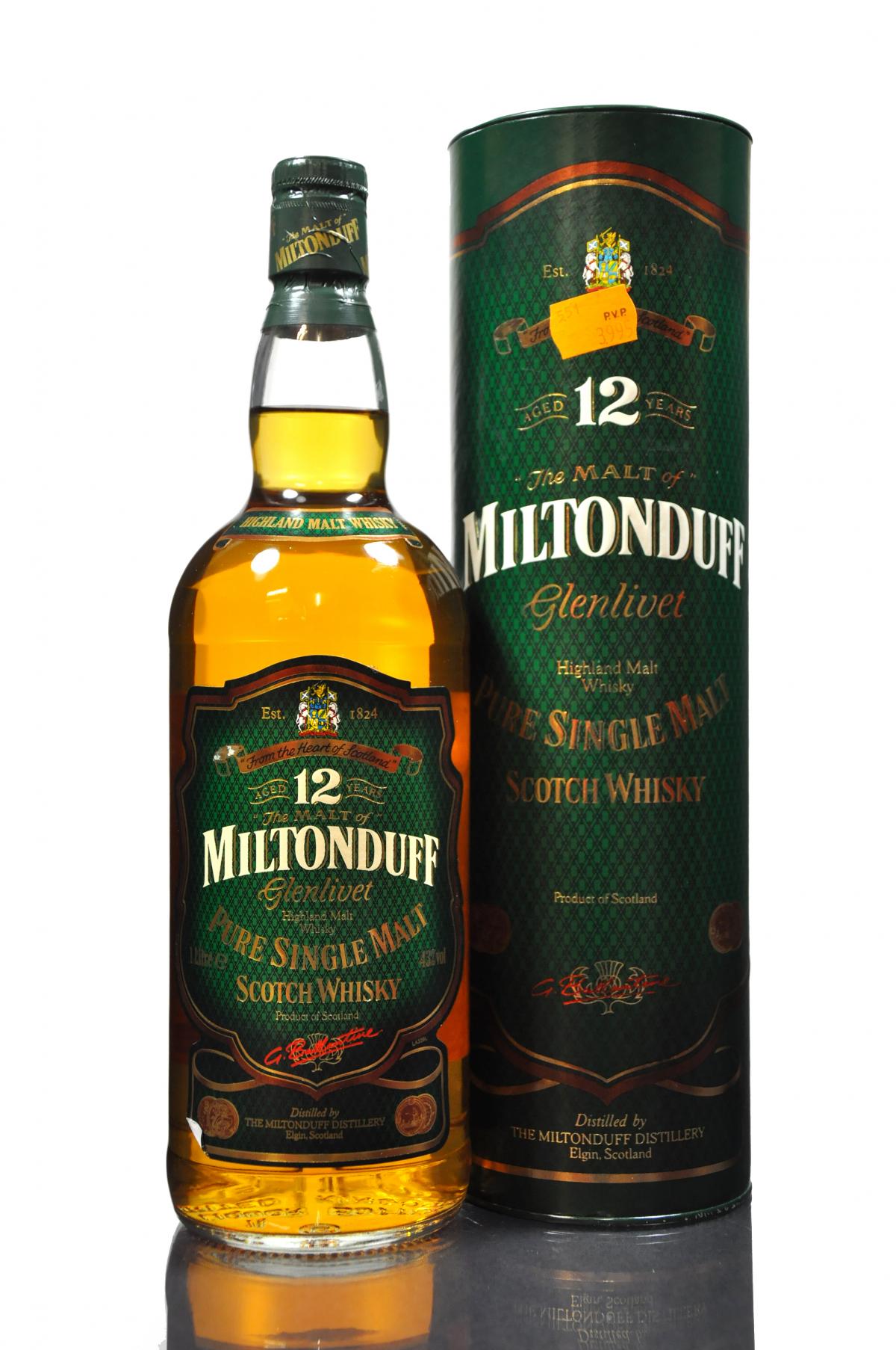 Miltonduff-Glenlivet 12 Year Old - 1990s - 1 Litre