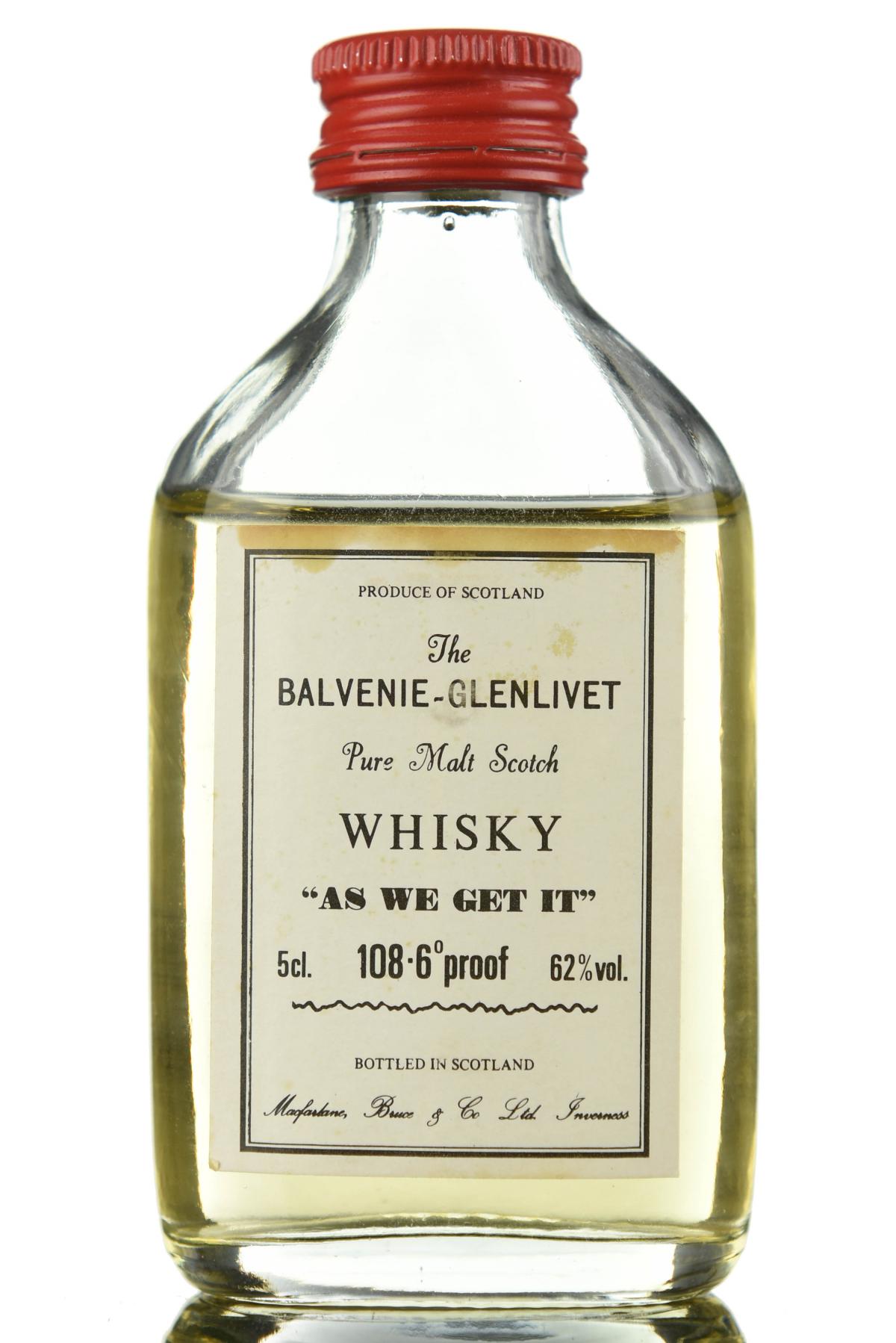 Balvenie-Glenlivet As We Get It - 108.6 Proof - 1980s - Miniature