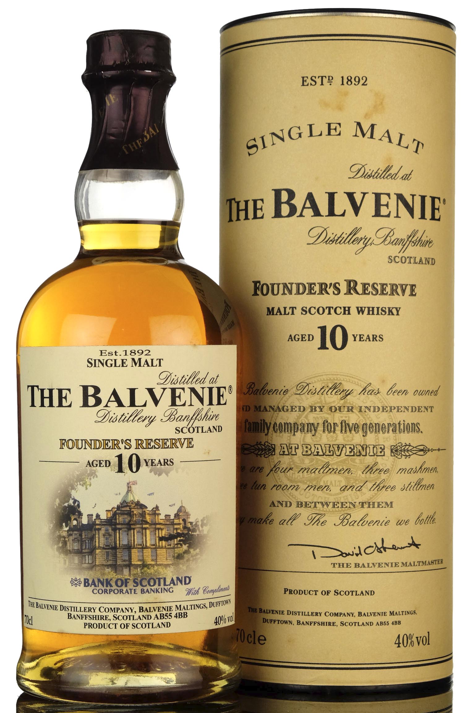 Balvenie 10 Year Old - Founders Reserve - Bank Of Scotland