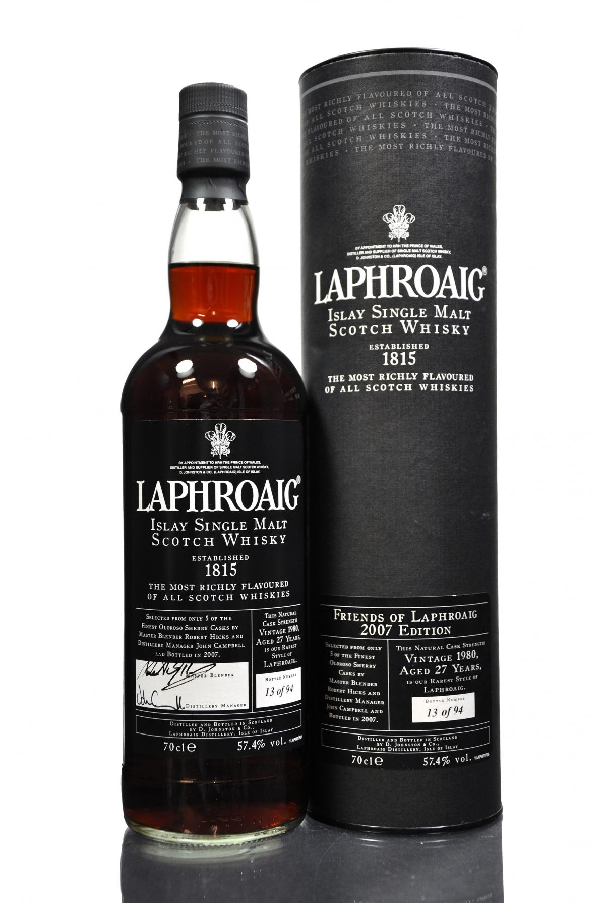 Laphroaig 1980 - 27 Year Old - 94 Bottles