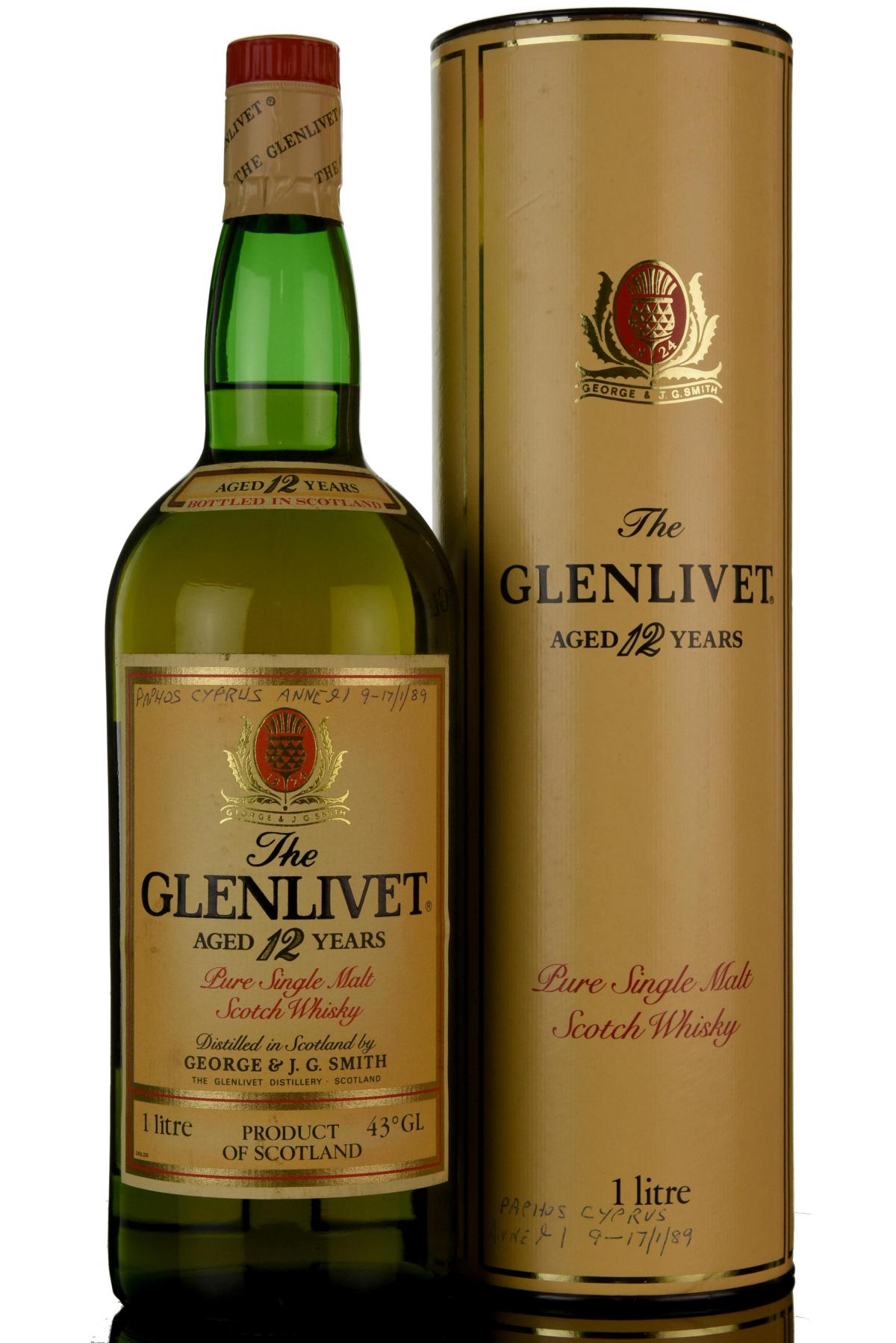 Glenlivet 12 Year Old - 1980s - 1 Litre