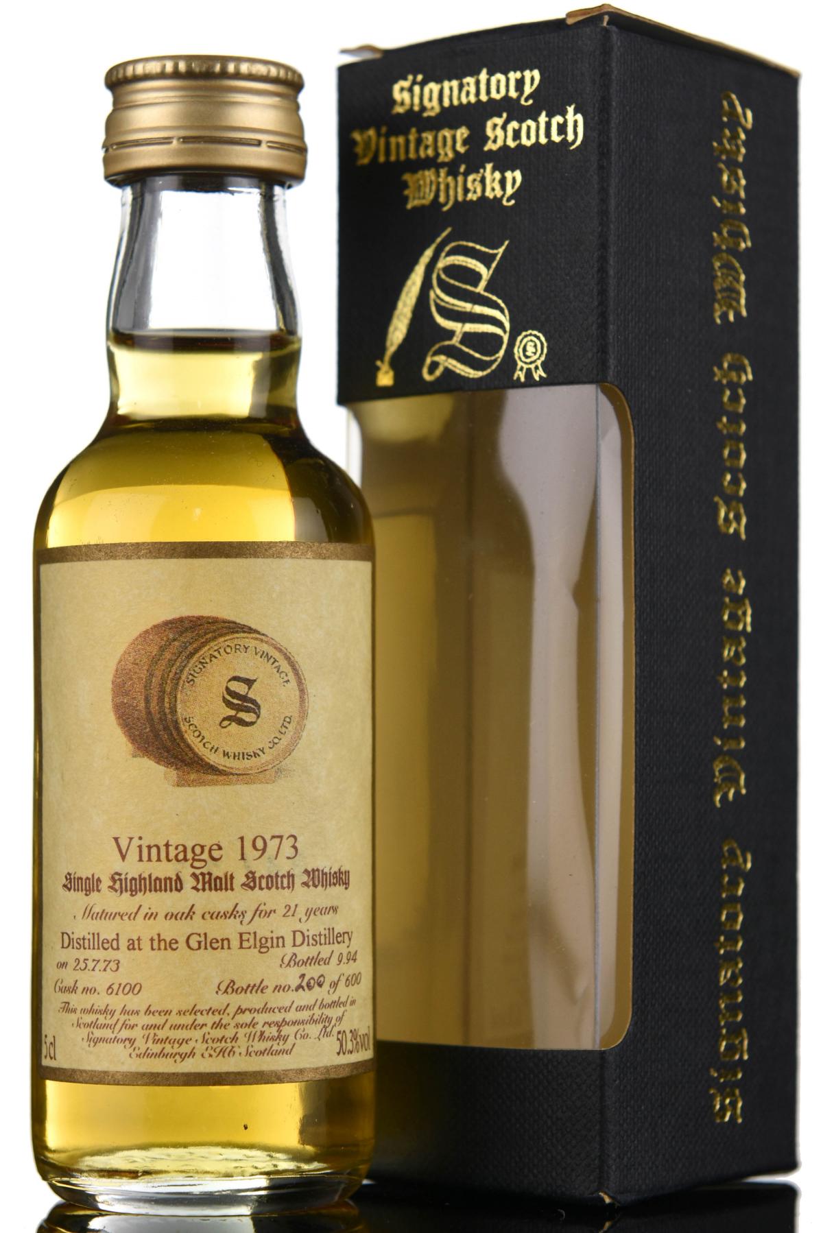Glen Elgin 1973-1994 - 21 Year Old - Signatory Vintage Miniature