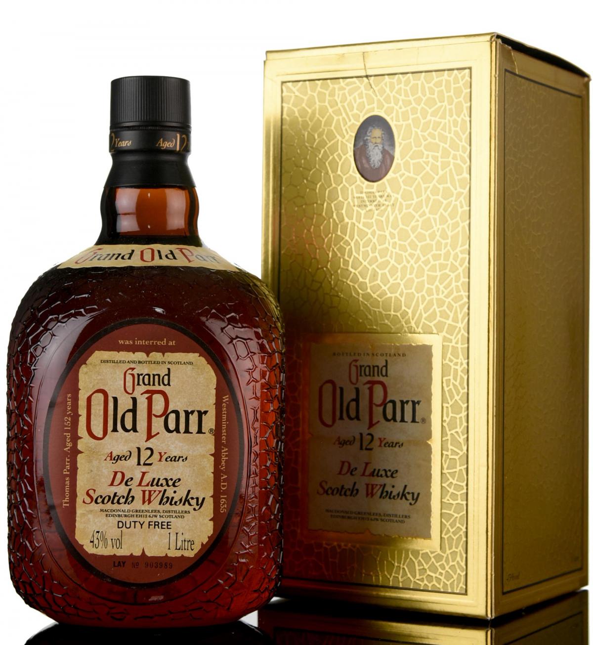 Grand Old Parr 12 Year Old - De Luxe - 1990s - 1 Litre