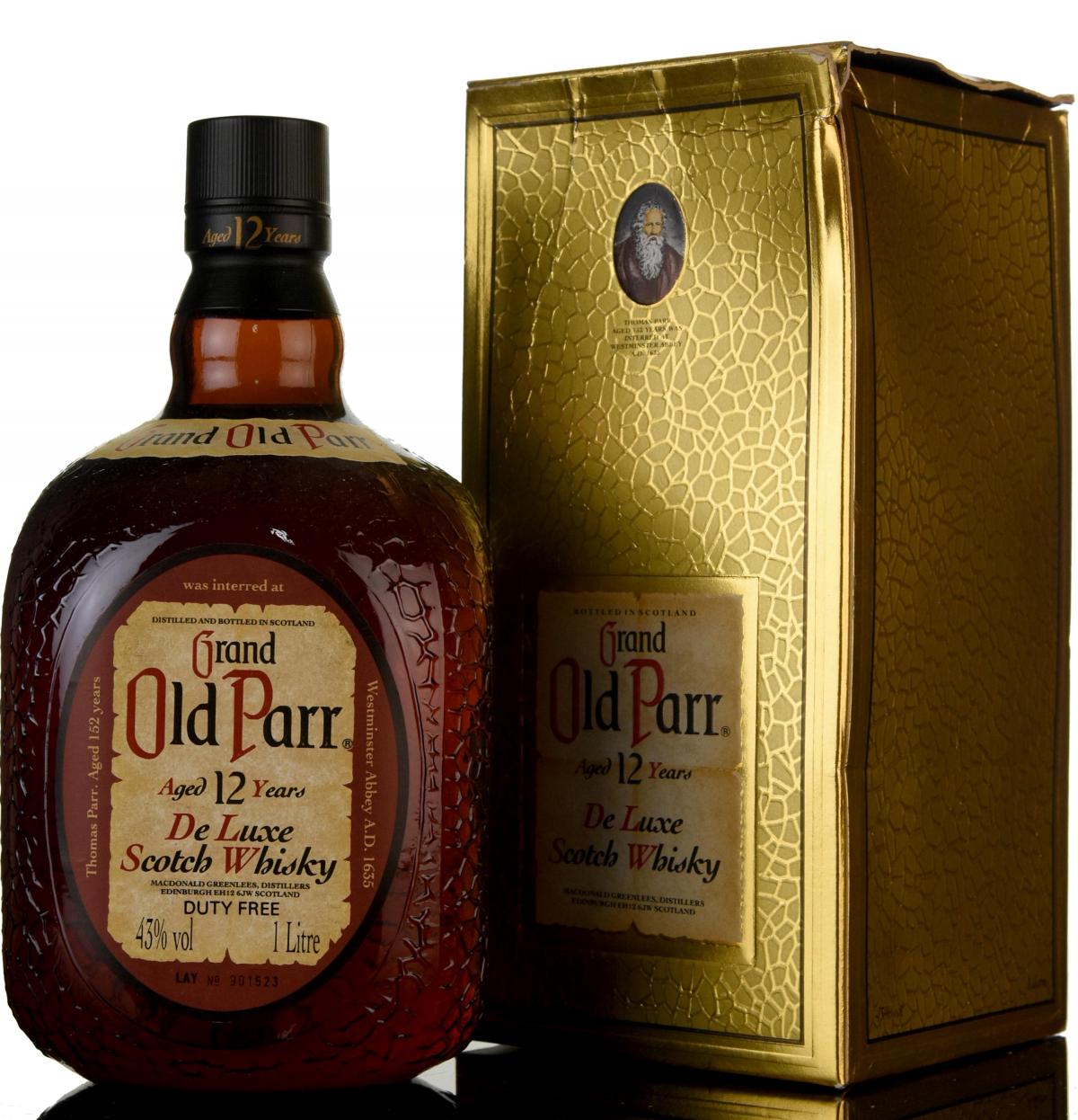Grand Old Parr 12 Year Old - De Luxe - 1990s - 1 Litre