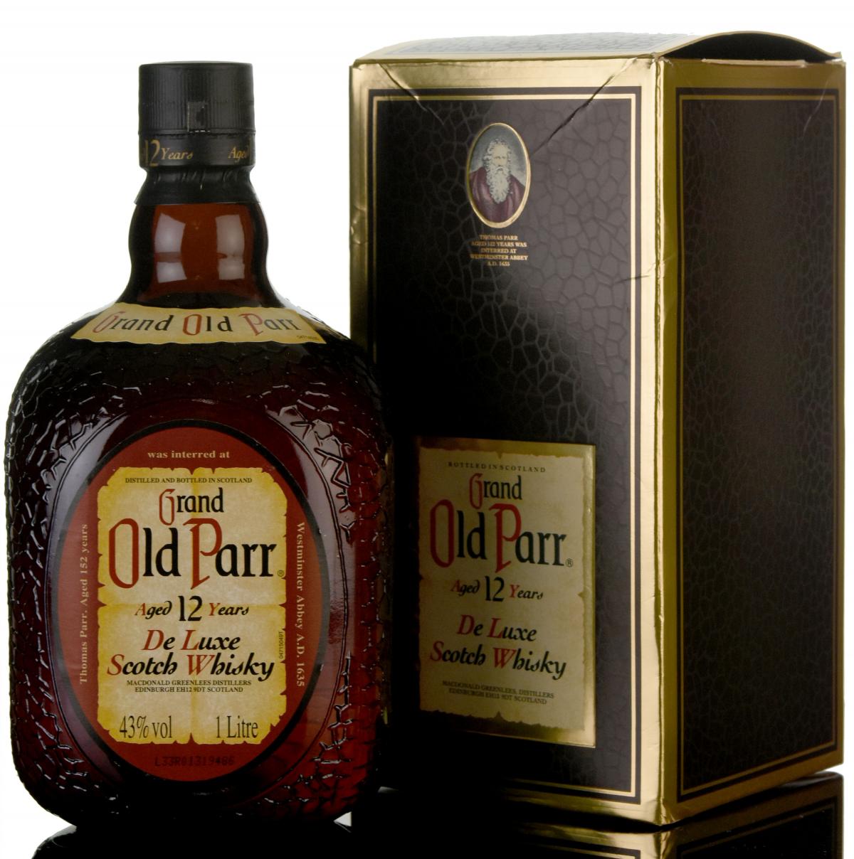 Grand Old Parr 12 Year Old - De Luxe - 1990s - 1 Litre