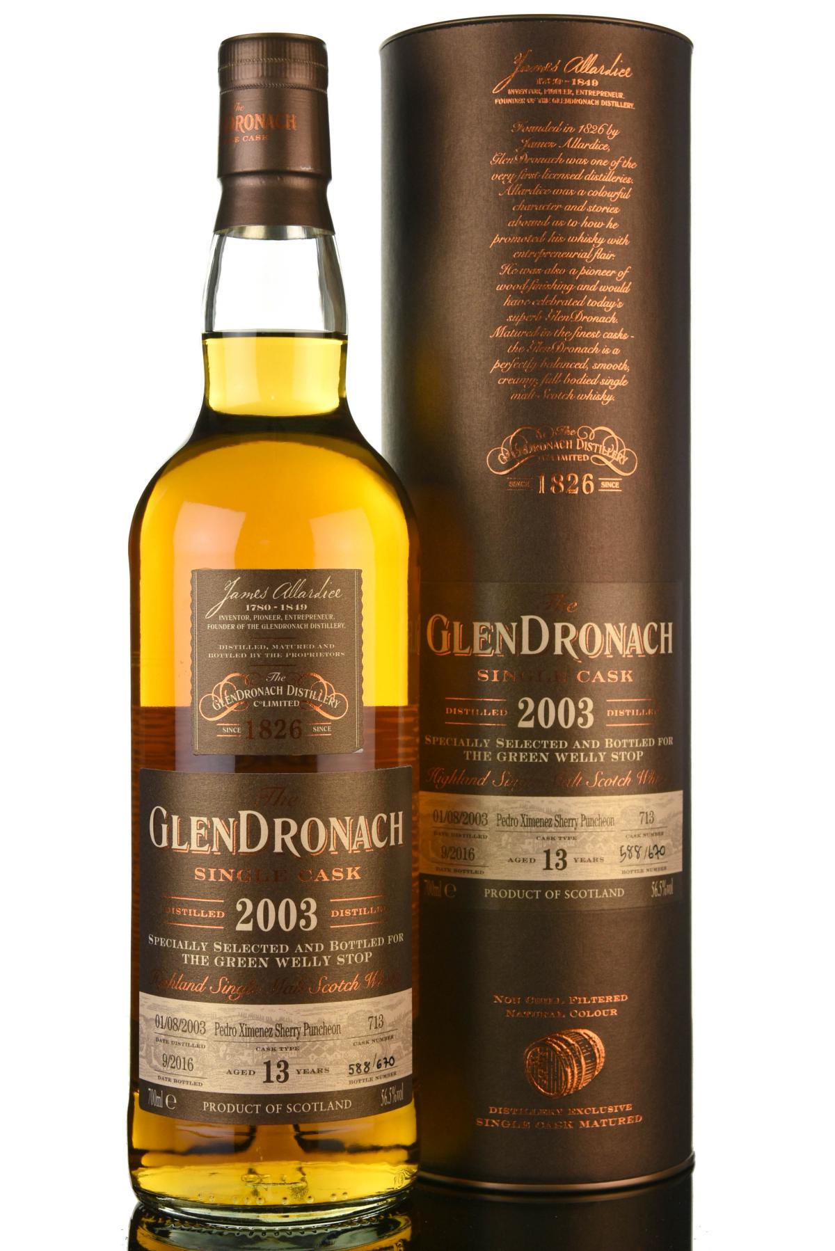 Glendronach 2003-2016 - 13 Year Old - Single Cask 713 - Green Welly Stop