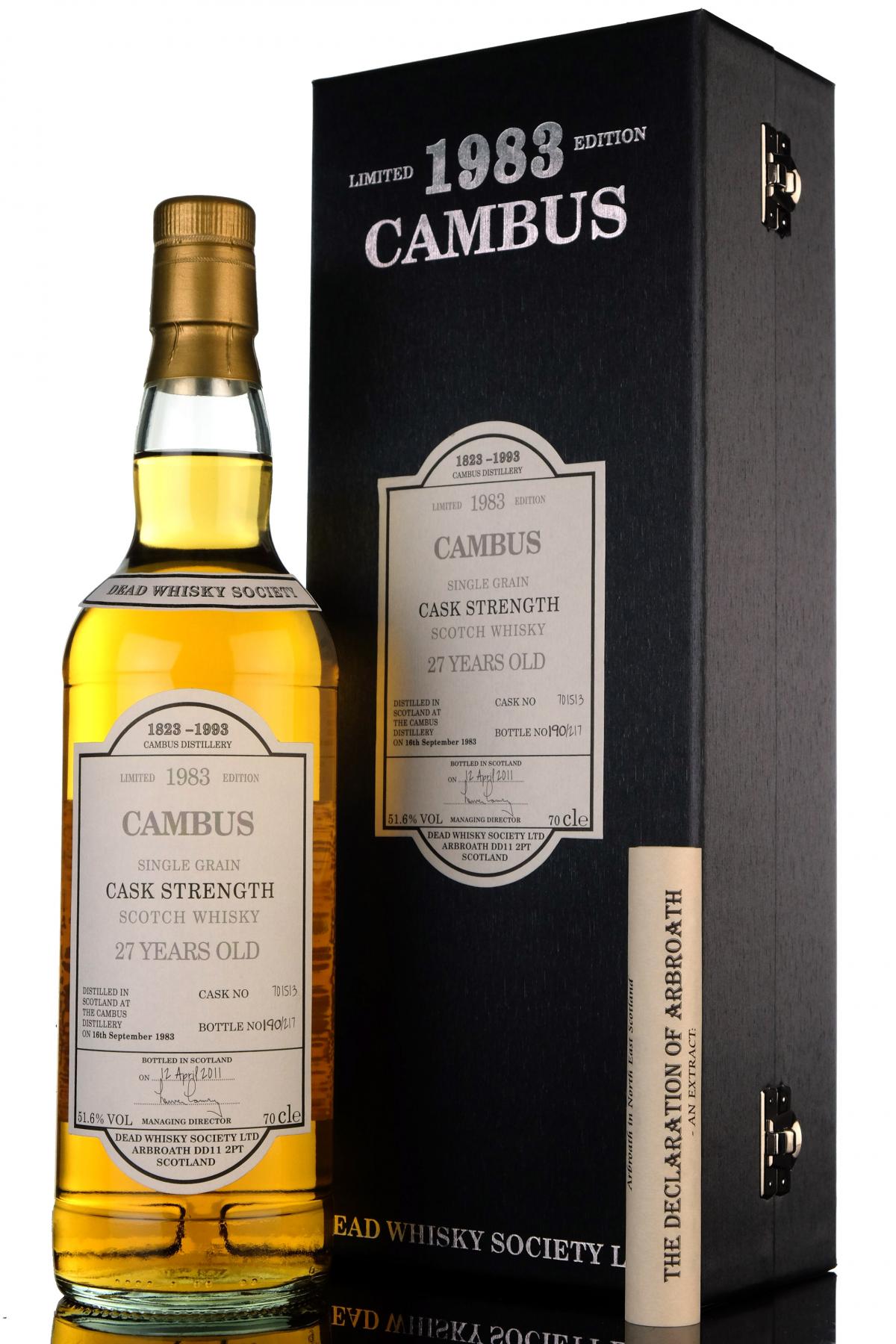Cambus 1983-2011 - 27 Year Old - Dead Whisky Society