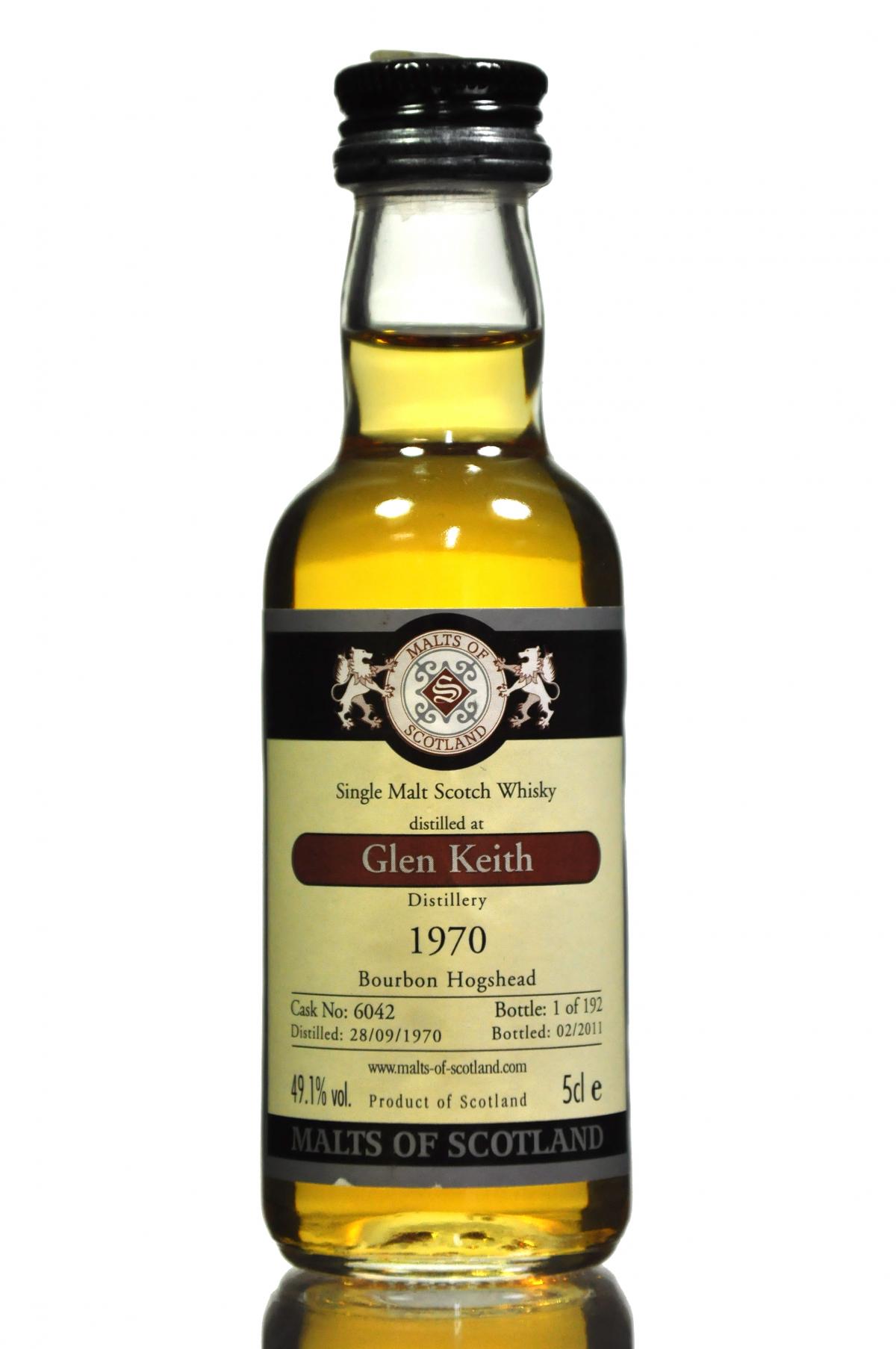 Glen Keith 1970-2011 - Cask 6042 - Malts Of Scotland Miniature