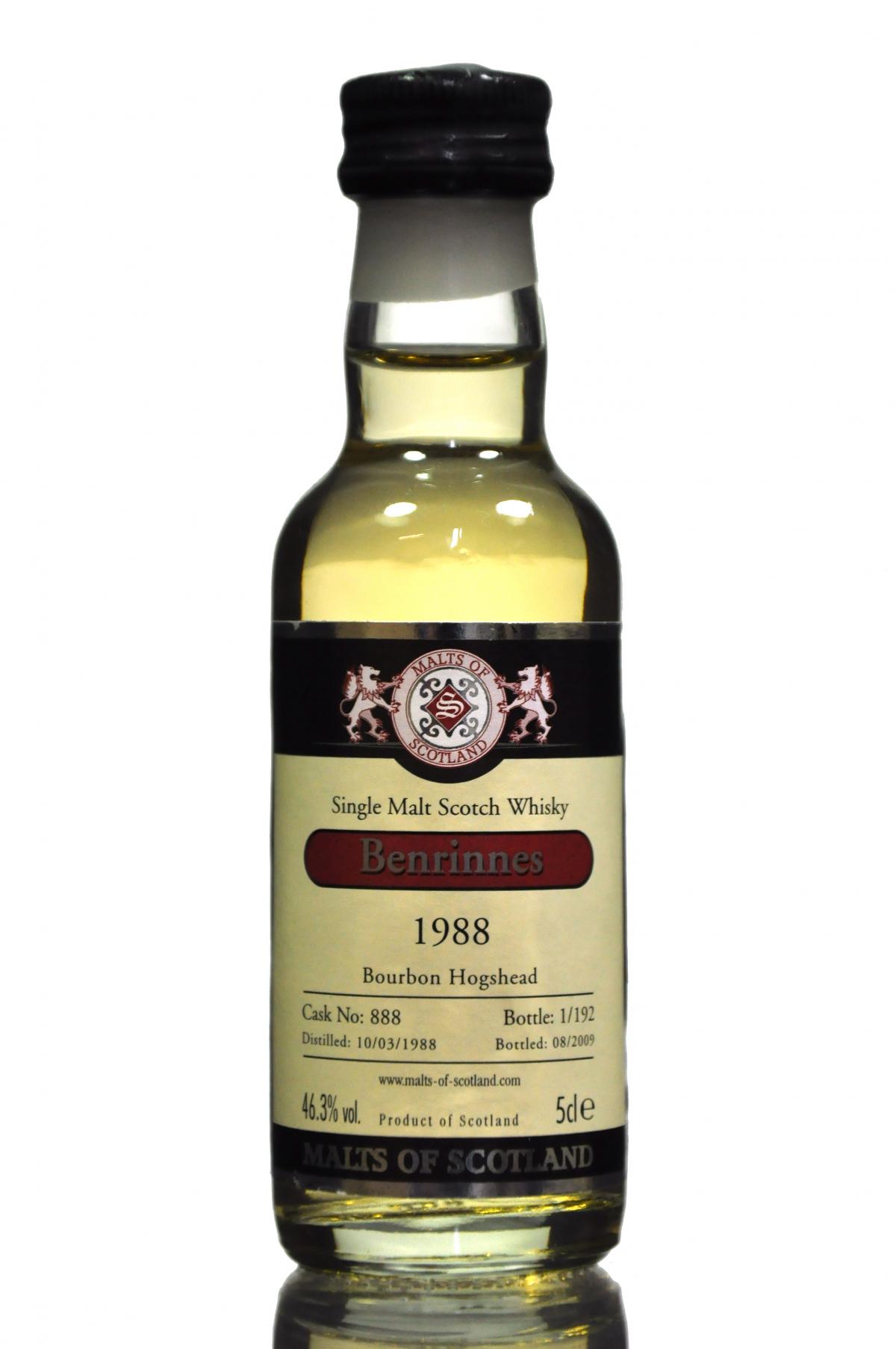Benrinnes 1988-2009 - Cask 888 - Malts Of Scotland Miniature