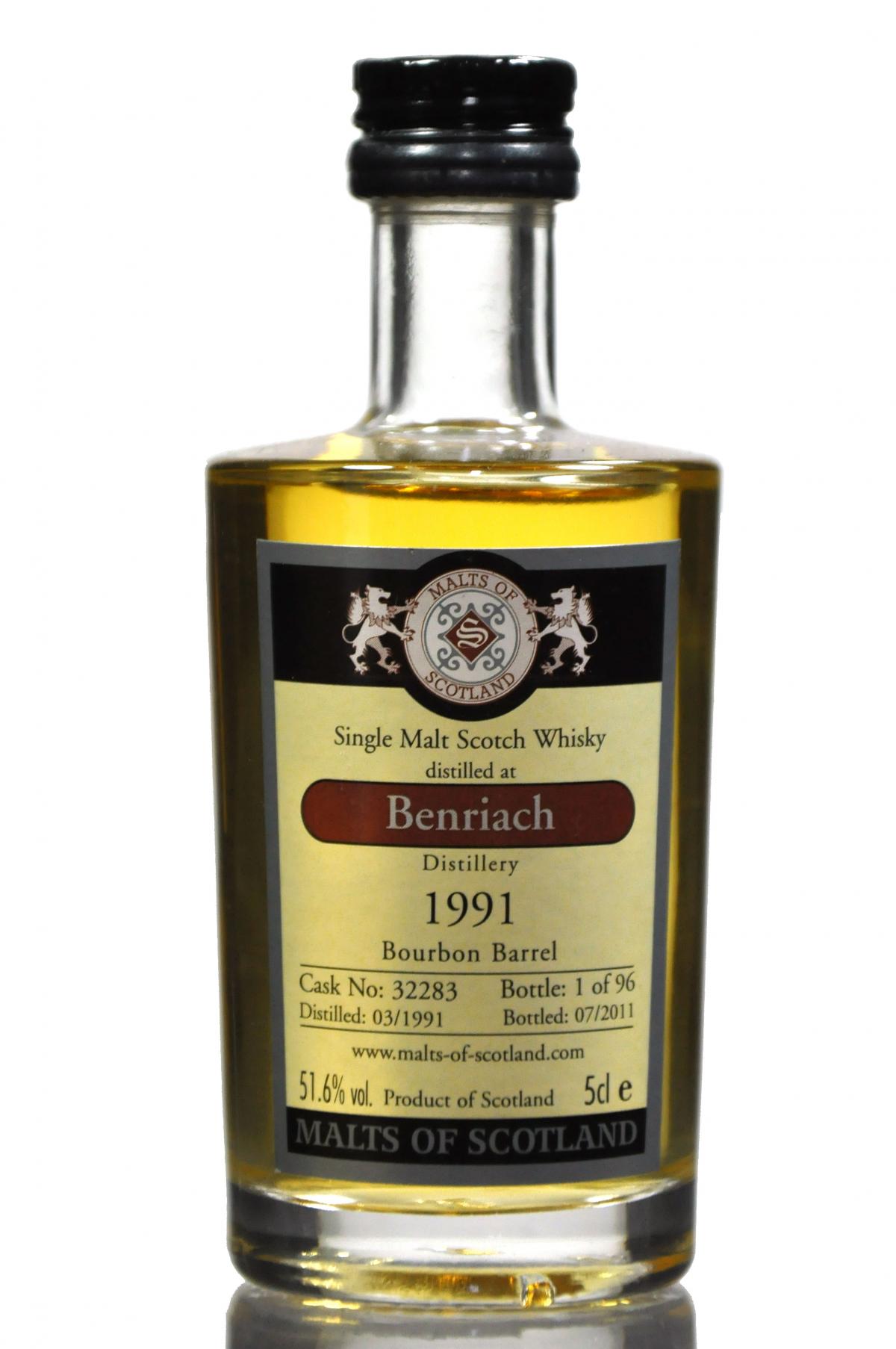 Benriach 1991-2011 - Cask 32283 - Malts Of Scotland Miniature