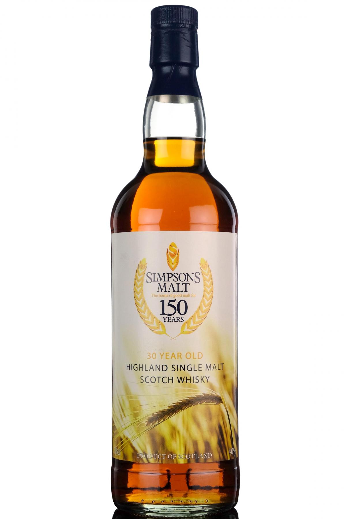 Glenrothes 30 Year Old - Simpson Malt 150th Anniversary