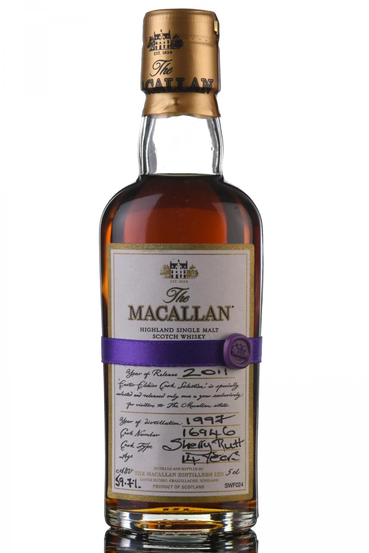Macallan 1997  - Easter Elchies - 2011 Release - Cask 16946 - Miniature