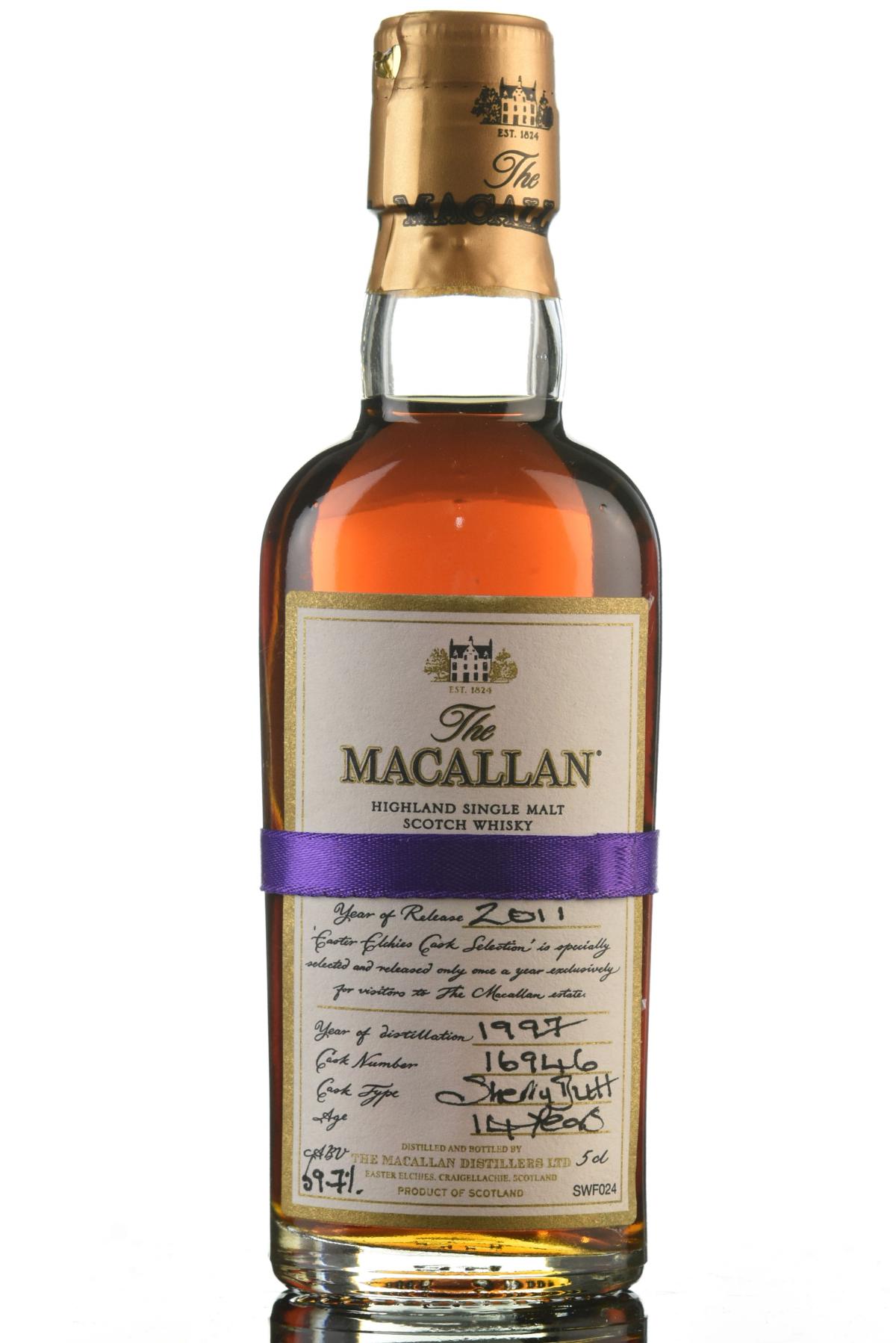 Macallan 1997  - Easter Elchies - 2011 Release - Cask 16946 - Miniature