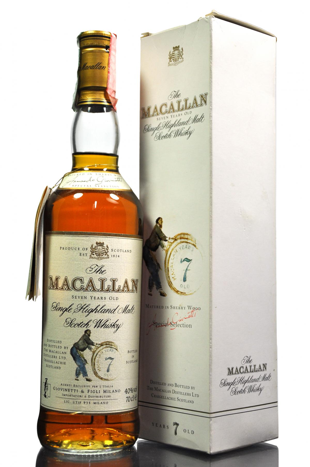 Macallan 7 Year Old - Sherry Cask - 1990s - Giovinetti & Figli