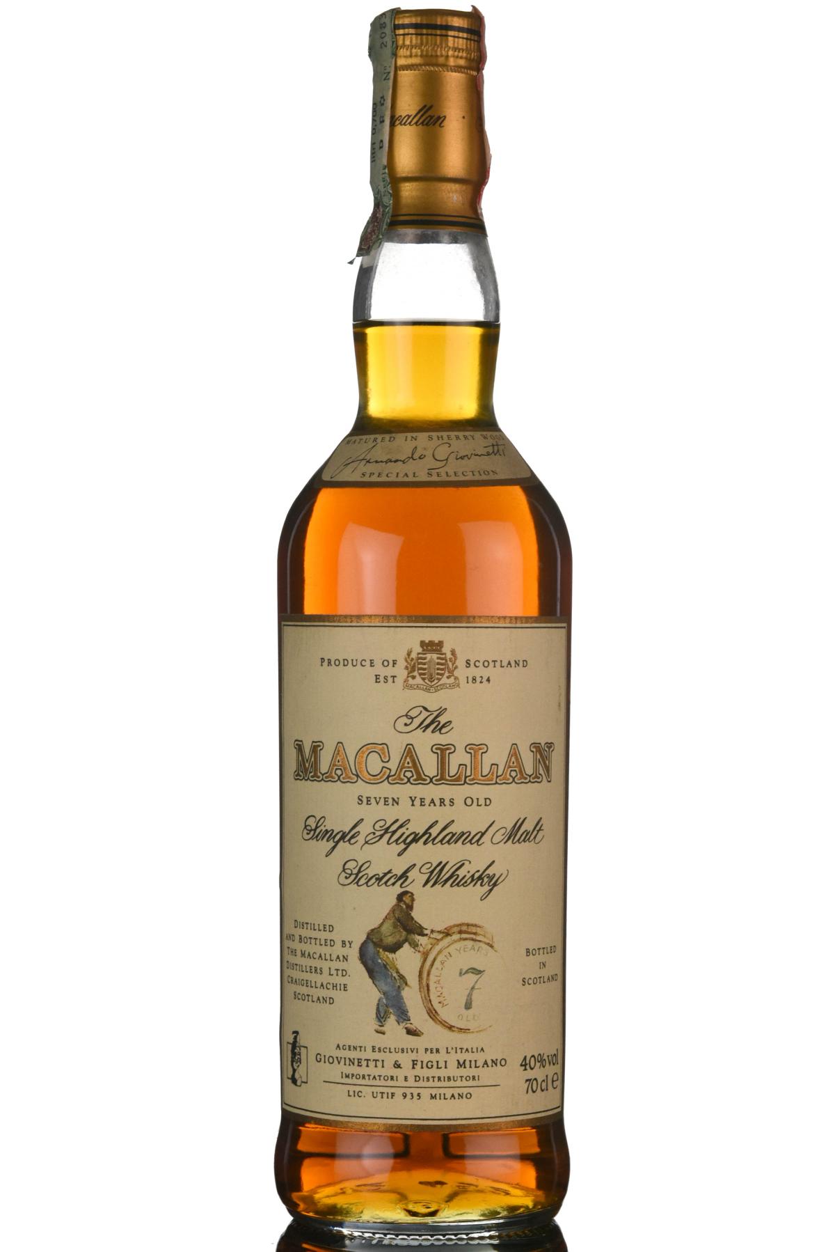 Macallan 7 Year Old - 1990s - Giovinetti & Figli
