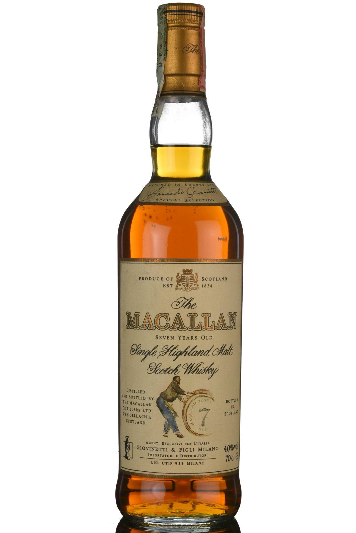 Macallan 7 Year Old - 1990s - Giovinetti & Figli