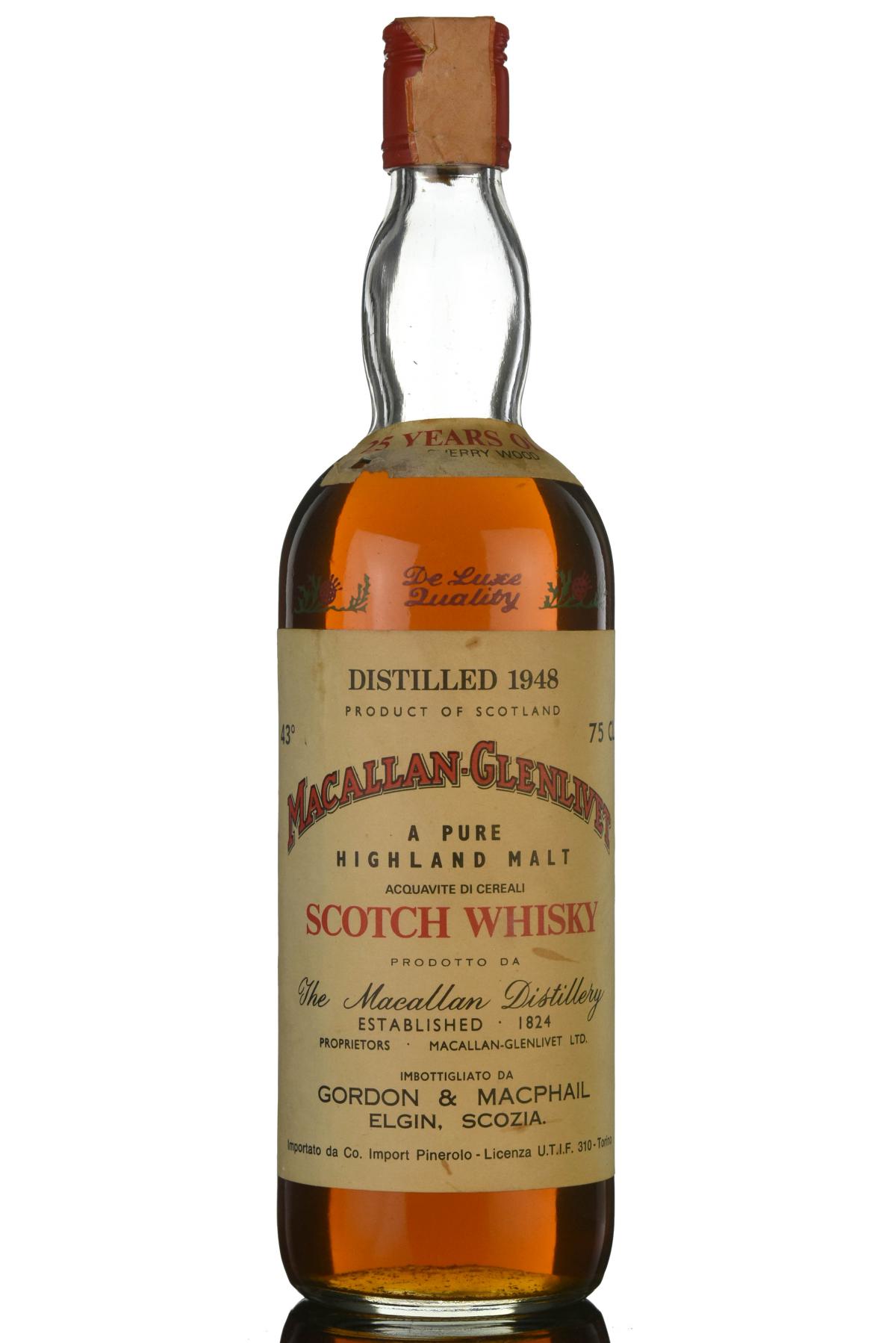 Macallan-Glenlivet 1948 - 25 Year Old - Gordon & MacPhail - Pinerolo Import