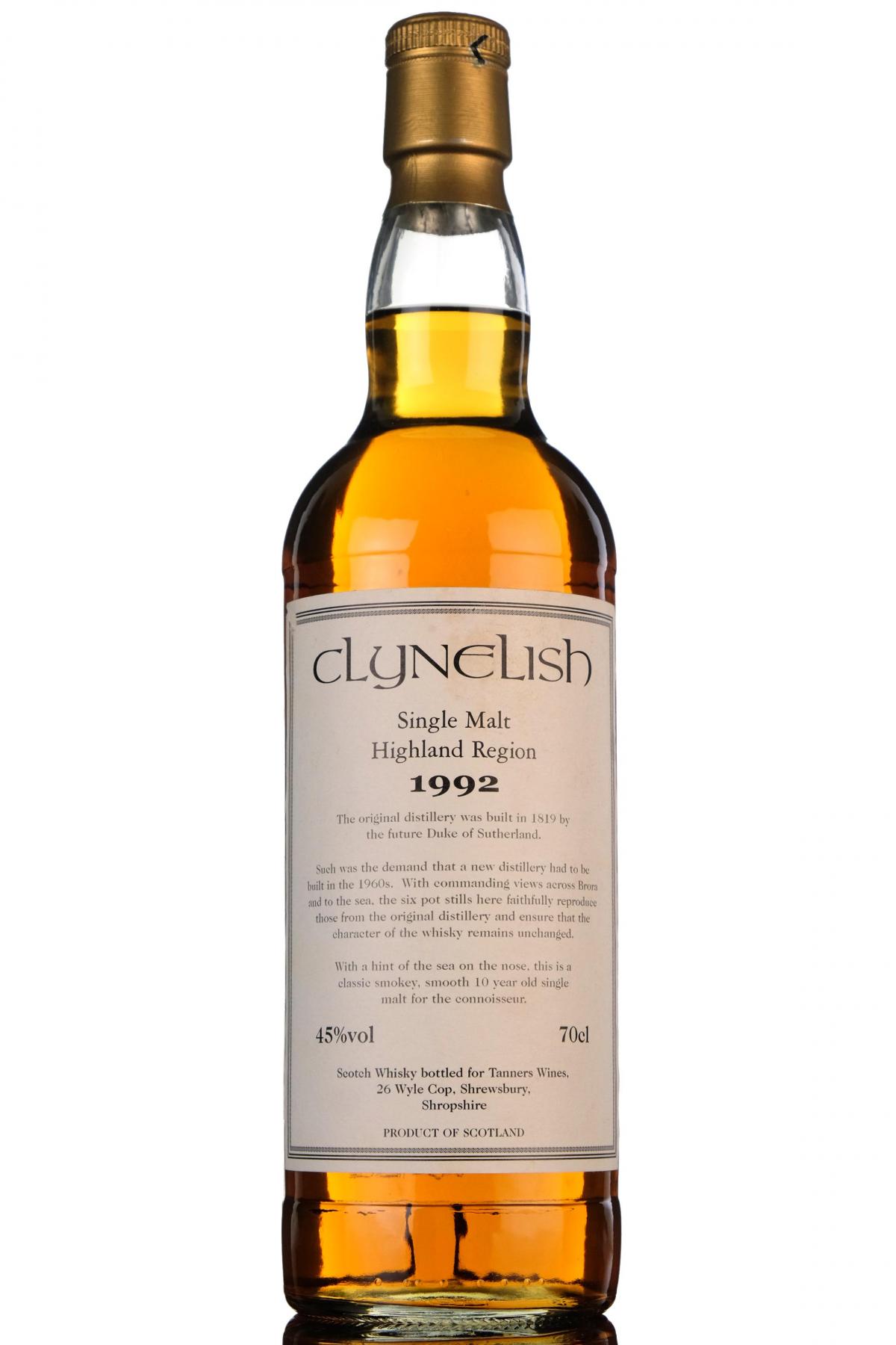 Clynelish 1992 - Private Bottling For Tanners Wines
