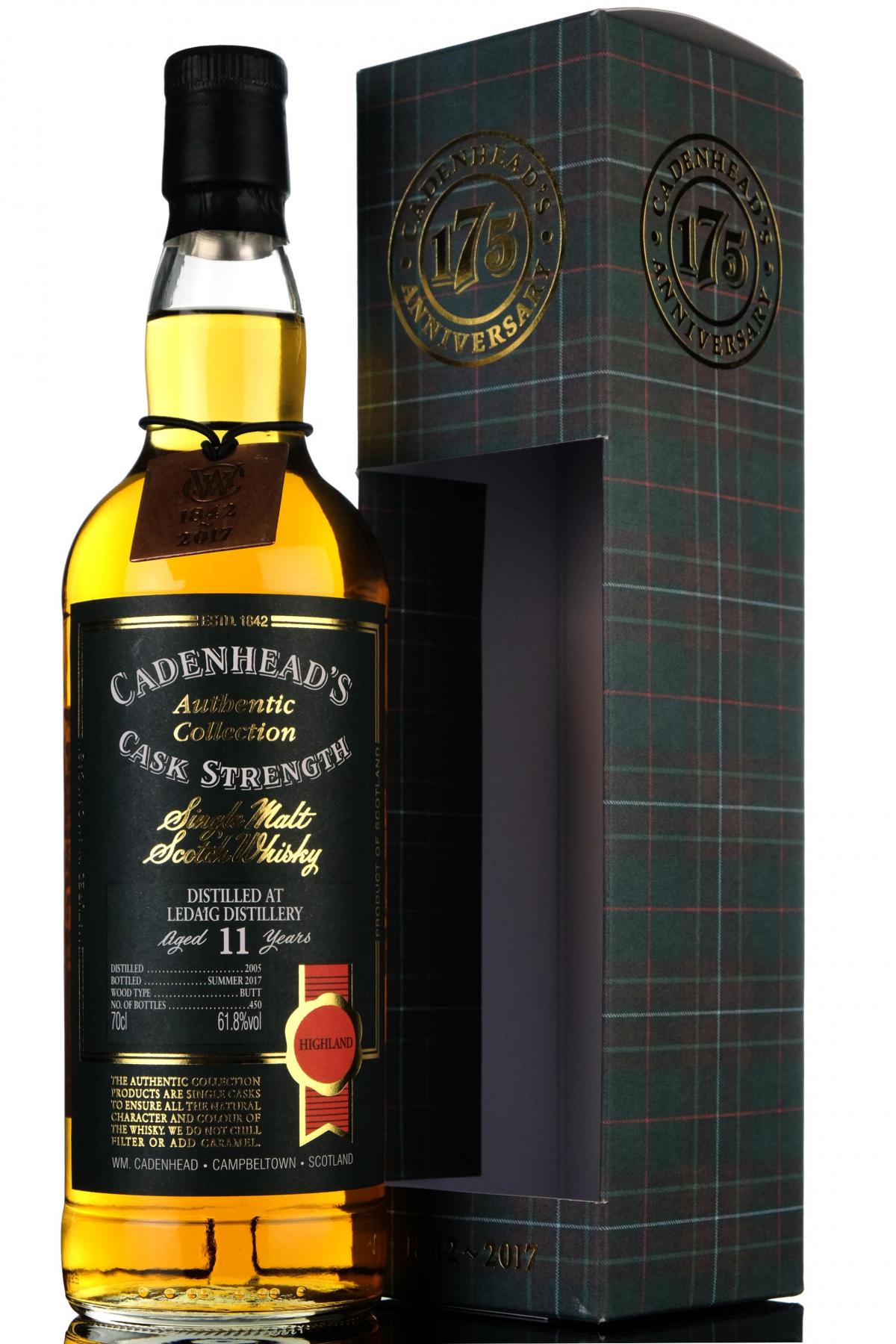 Ledaig 2005-2017 - 11 Year Old - Cadenheads Authentic Collection - 175th Anniversary