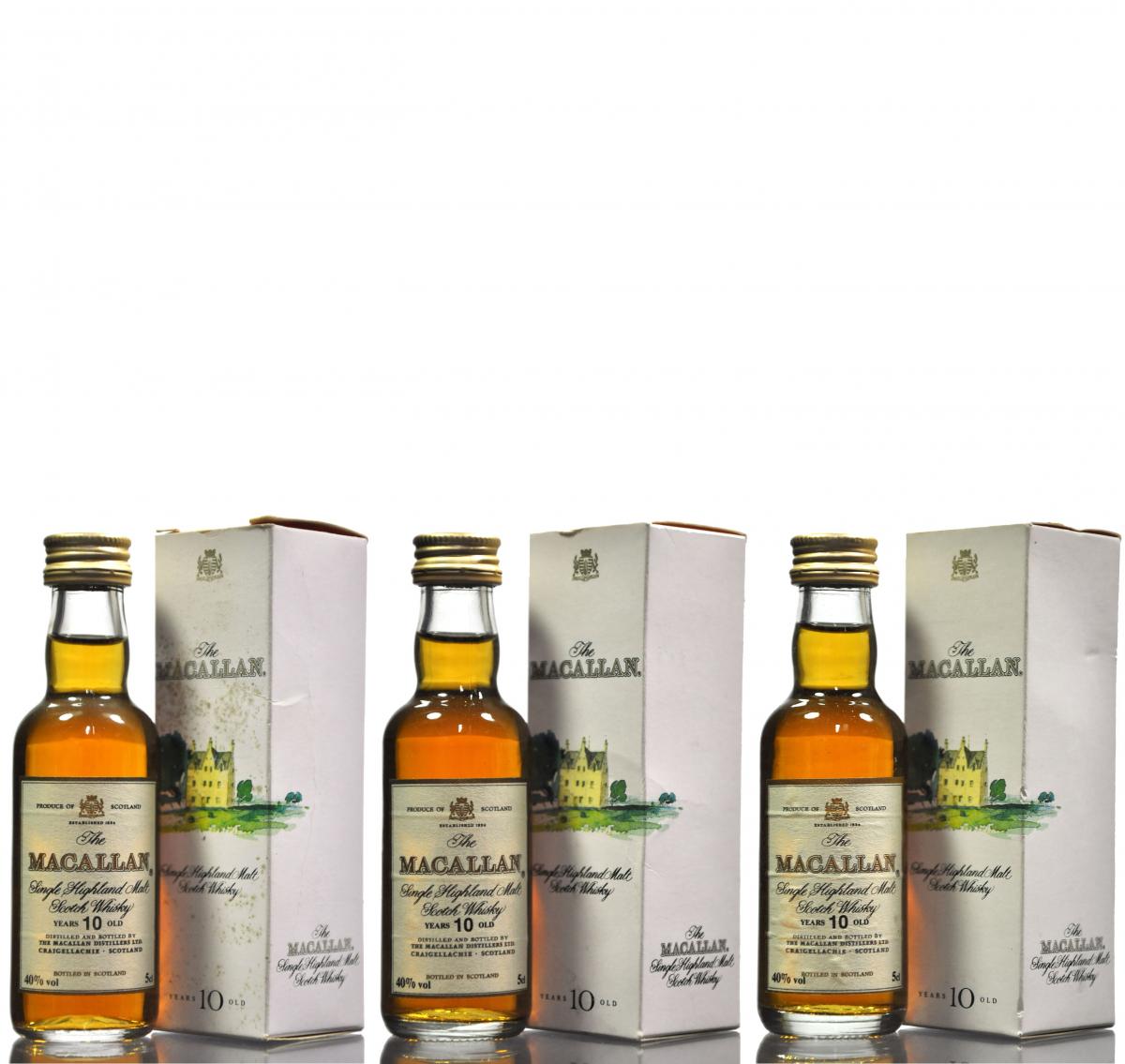 3 x Macallan 10 Year Old Miniature