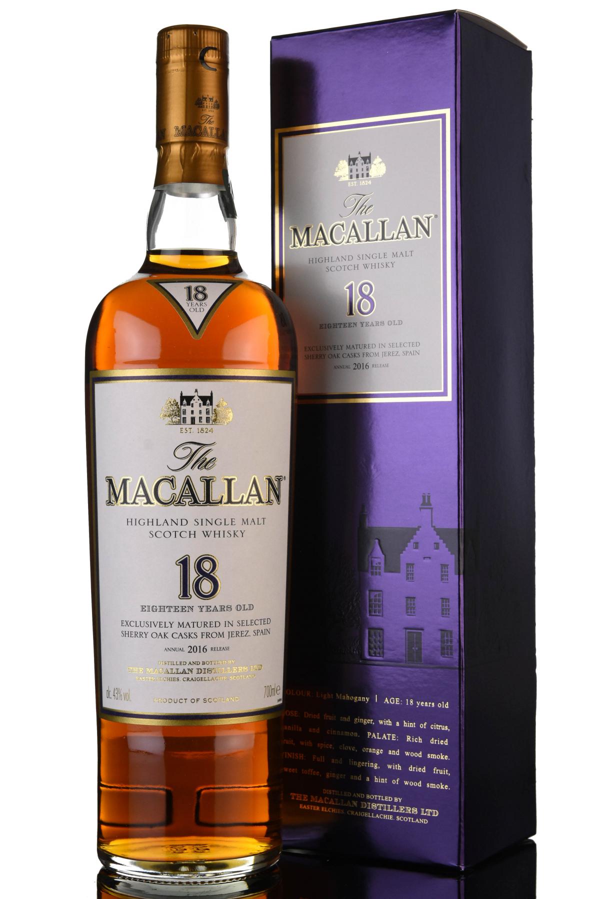 Macallan 18 Year Old - Sherry Cask - 2016 Release