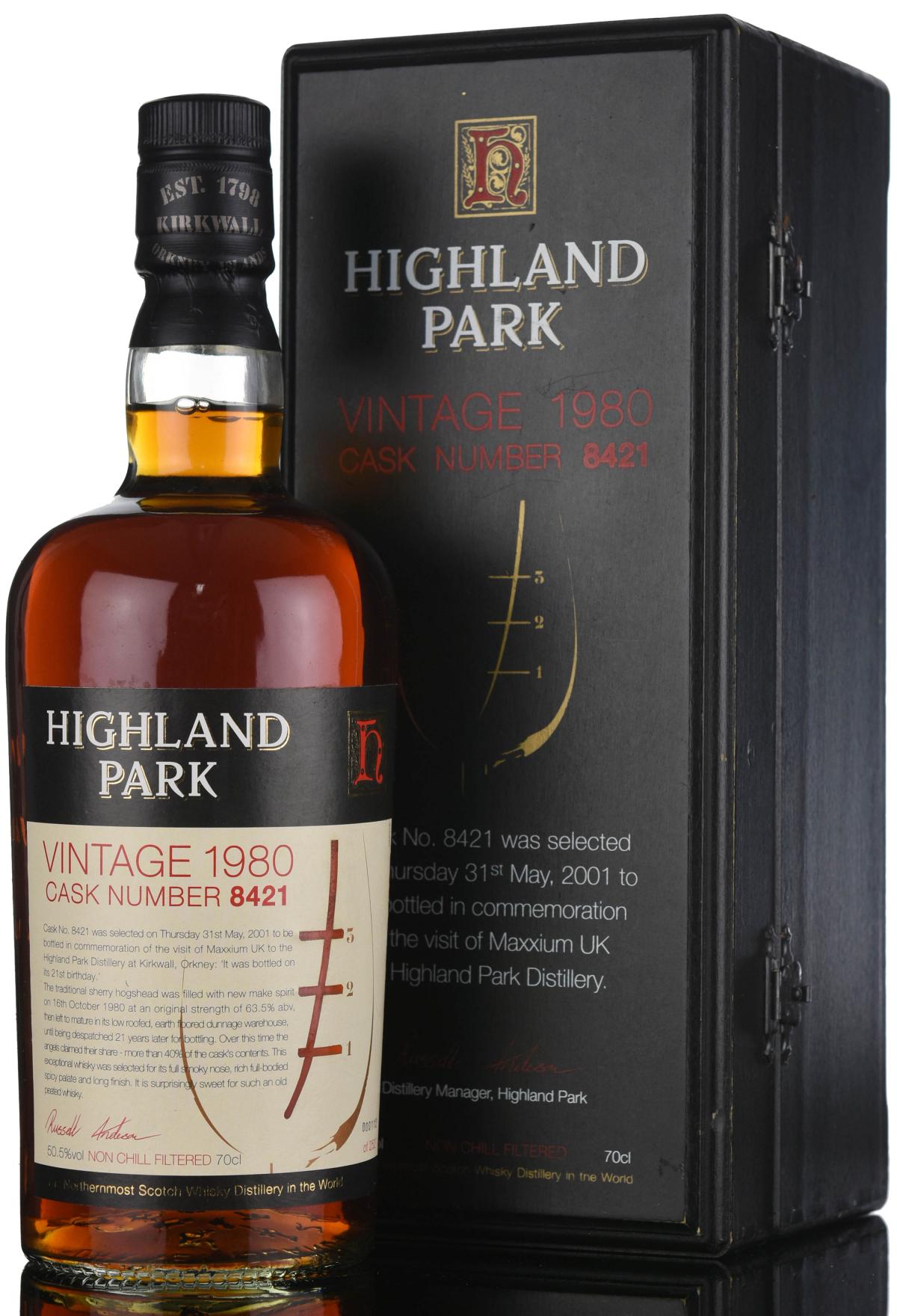 Highland Park 1980-2001 - 21 Year Old - Single Cask 8421 - Maxxium UK Visit Exclusive