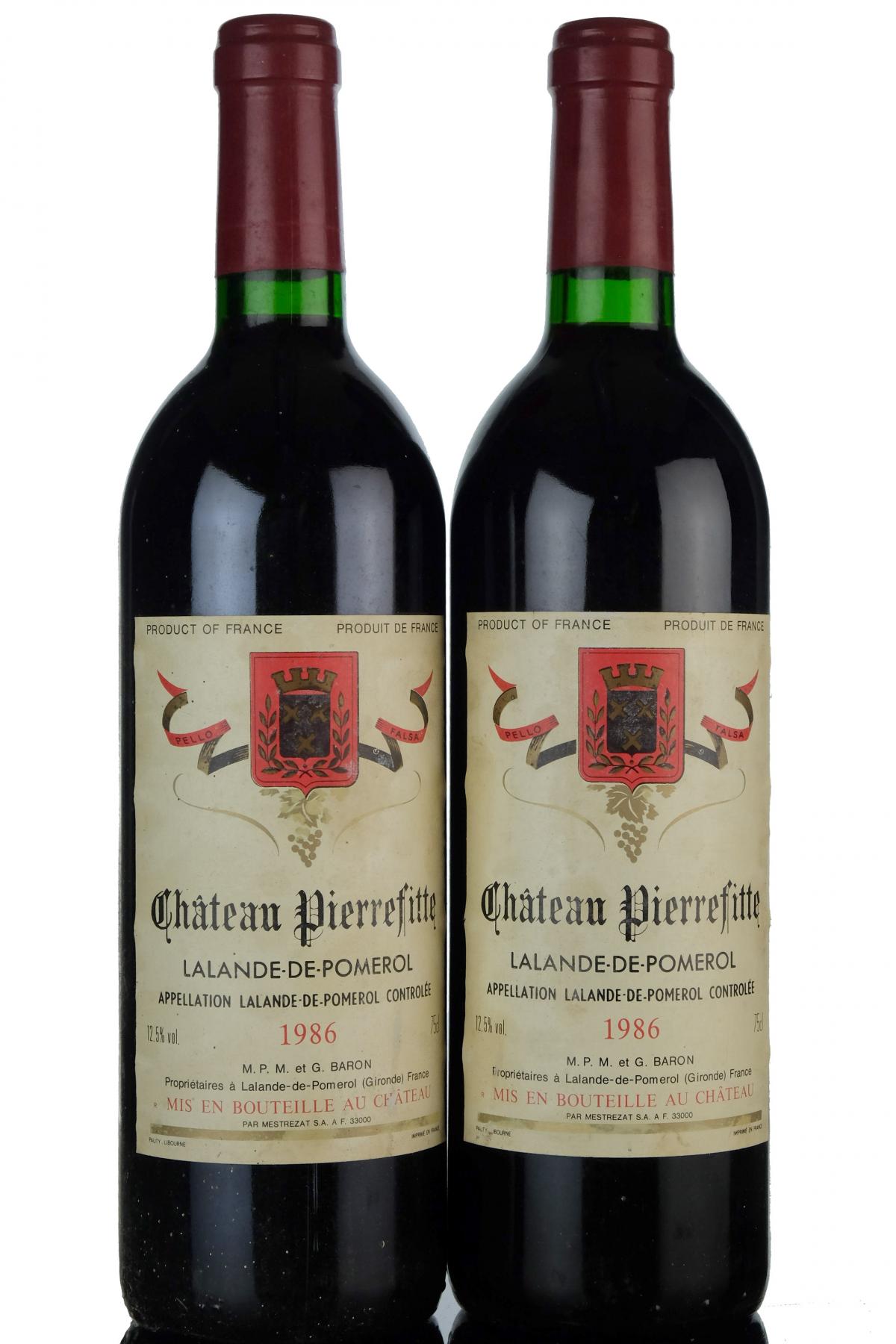 2 x Chateau Pierrefitte 1986 - Lalande De Pomerol Wine