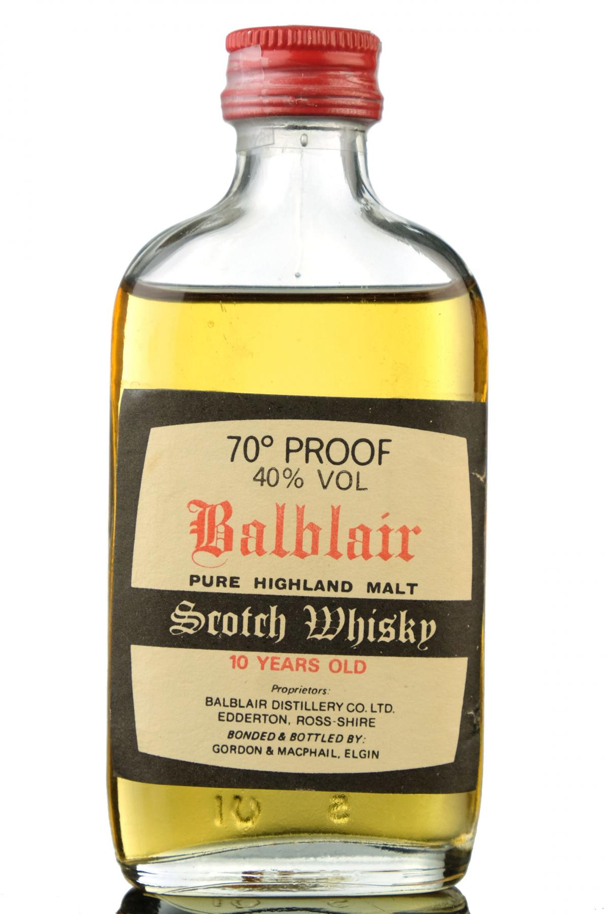 Balblair 10 Year Old - 70 Proof - Gordon & MacPhail Miniature