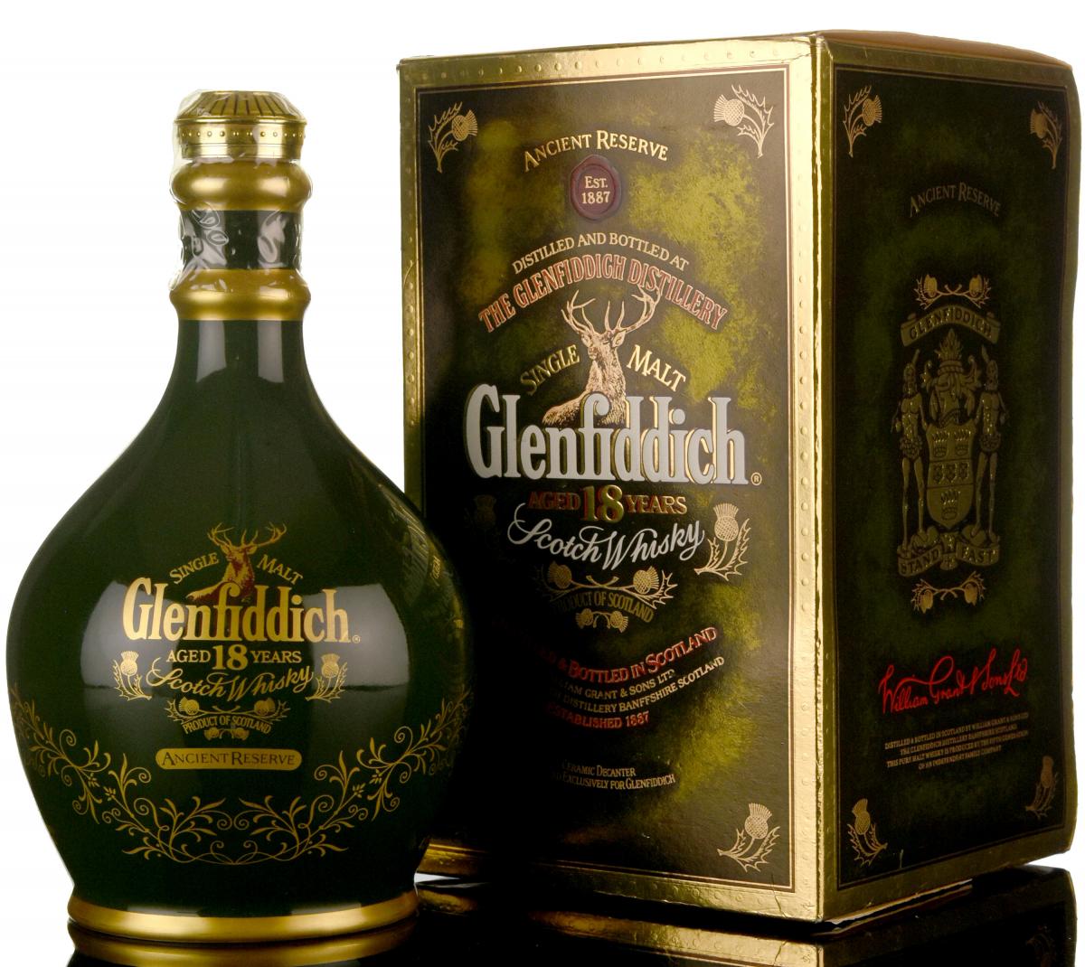 Glenfiddich 18 Year Old - Ancient Reserve - Green Ceramic - 1990s