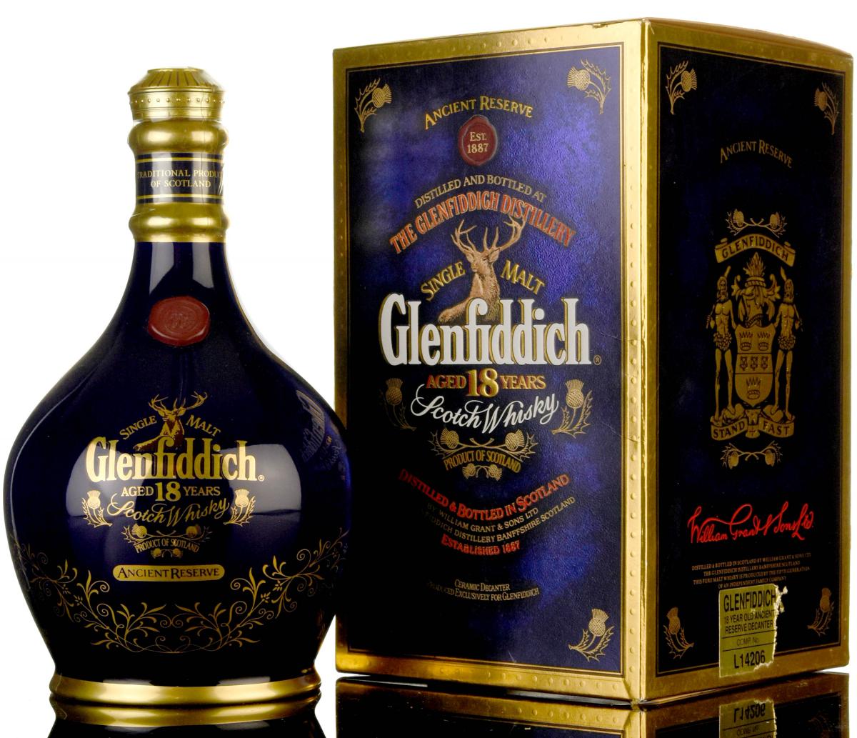Glenfiddich 18 Ancient Reserve Blue Ceramic 1990s