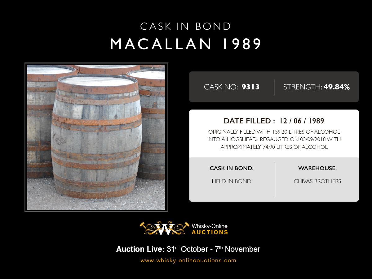 1 Hogshead Of Macallan 1989 - Cask 9313 - Held In Bond