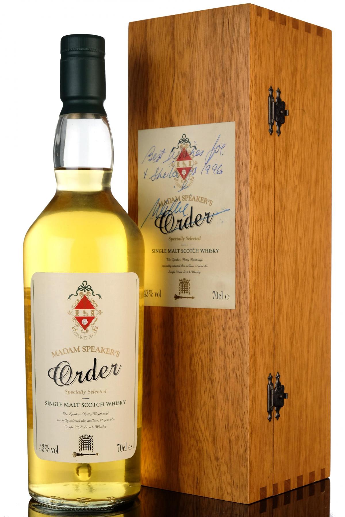 Glendullan 12 Year Old - Madam Speakers Order - 1995 Release