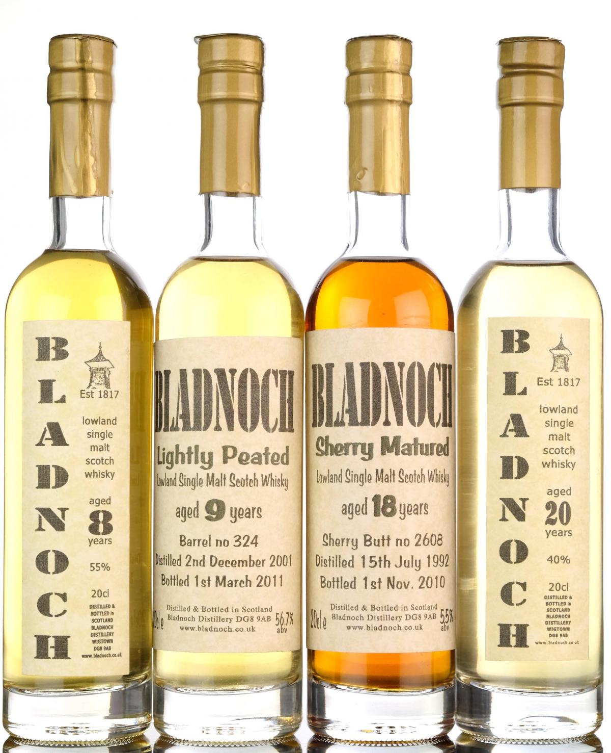 4 x Bladnoch Single Malt Whiskies