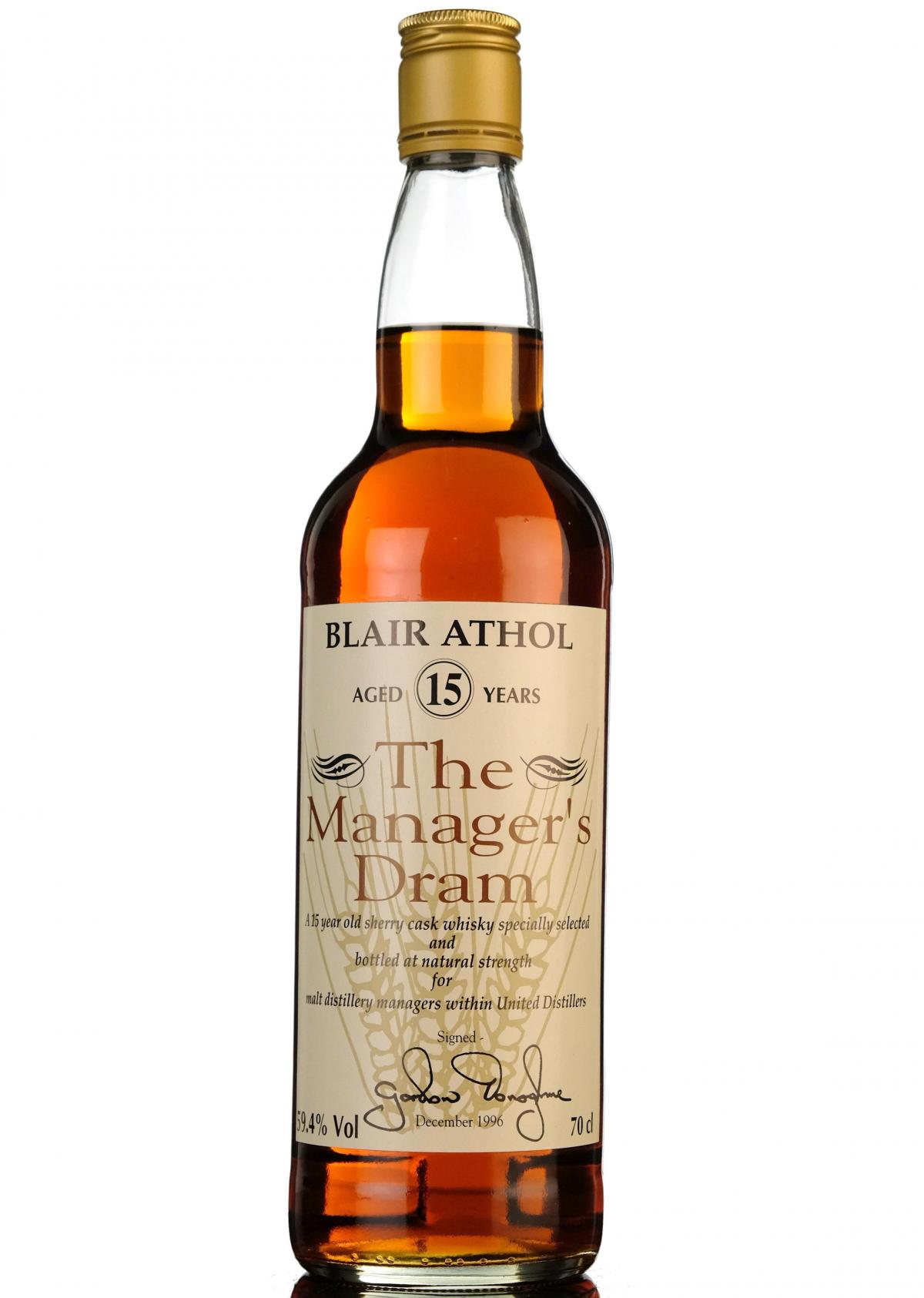 Blair Athol 15 Year Old - Managers Dram 1996