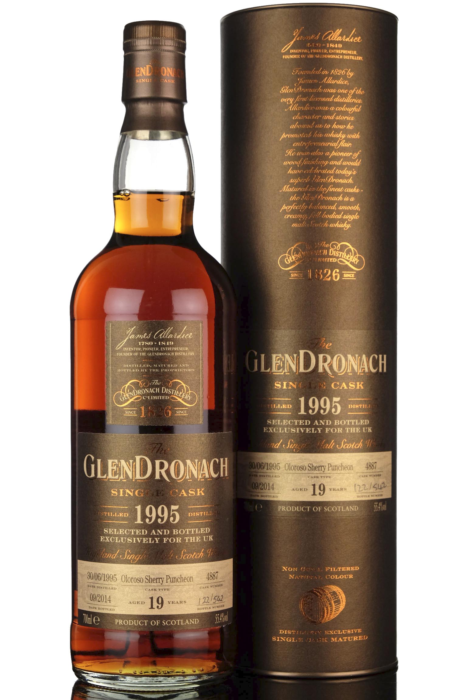 Glendronach 1995-2014 - 19 Year Old - Single Cask 4887 - UK Exclusive