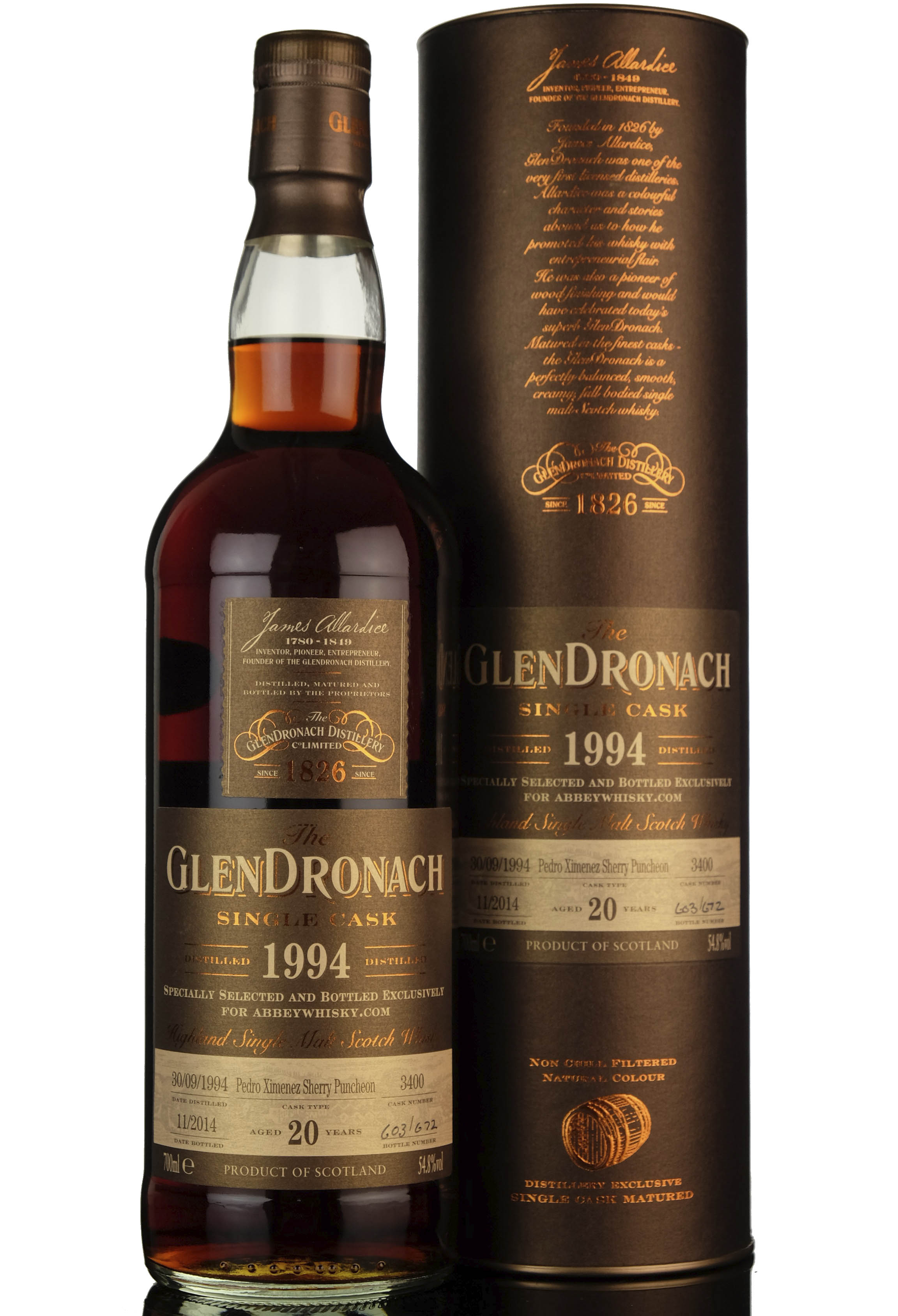 Glendronach 1994 - 2014 20 Single Cask 3400 Abbeywhiskycom
