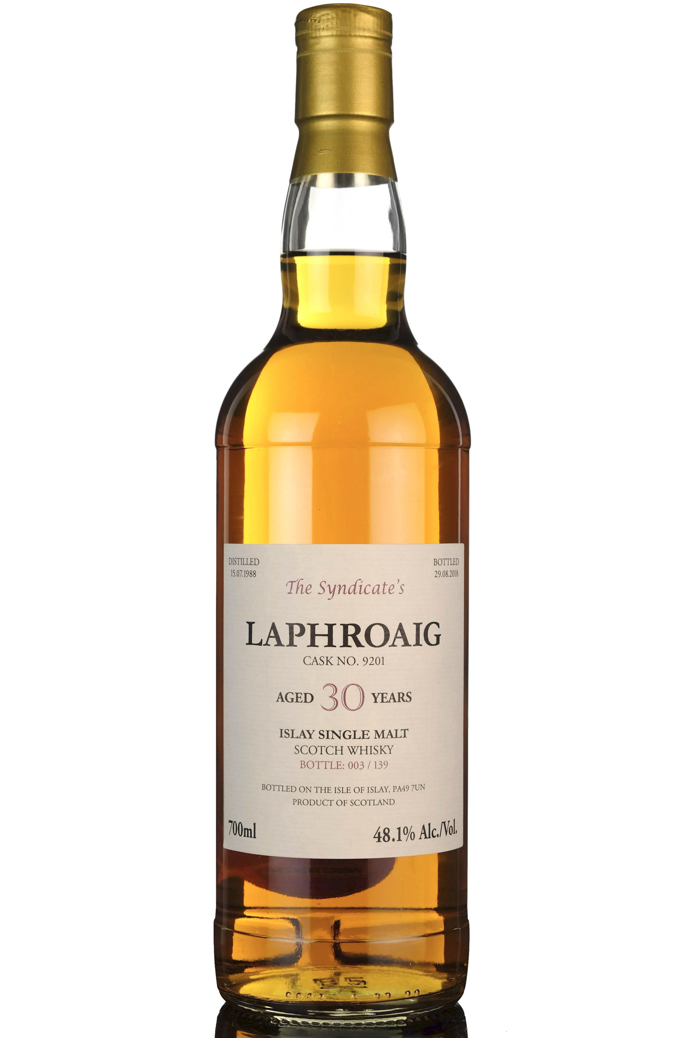 Laphroaig 1988-2018 - 30 Year Old - The Syndicate - 139 Bottles
