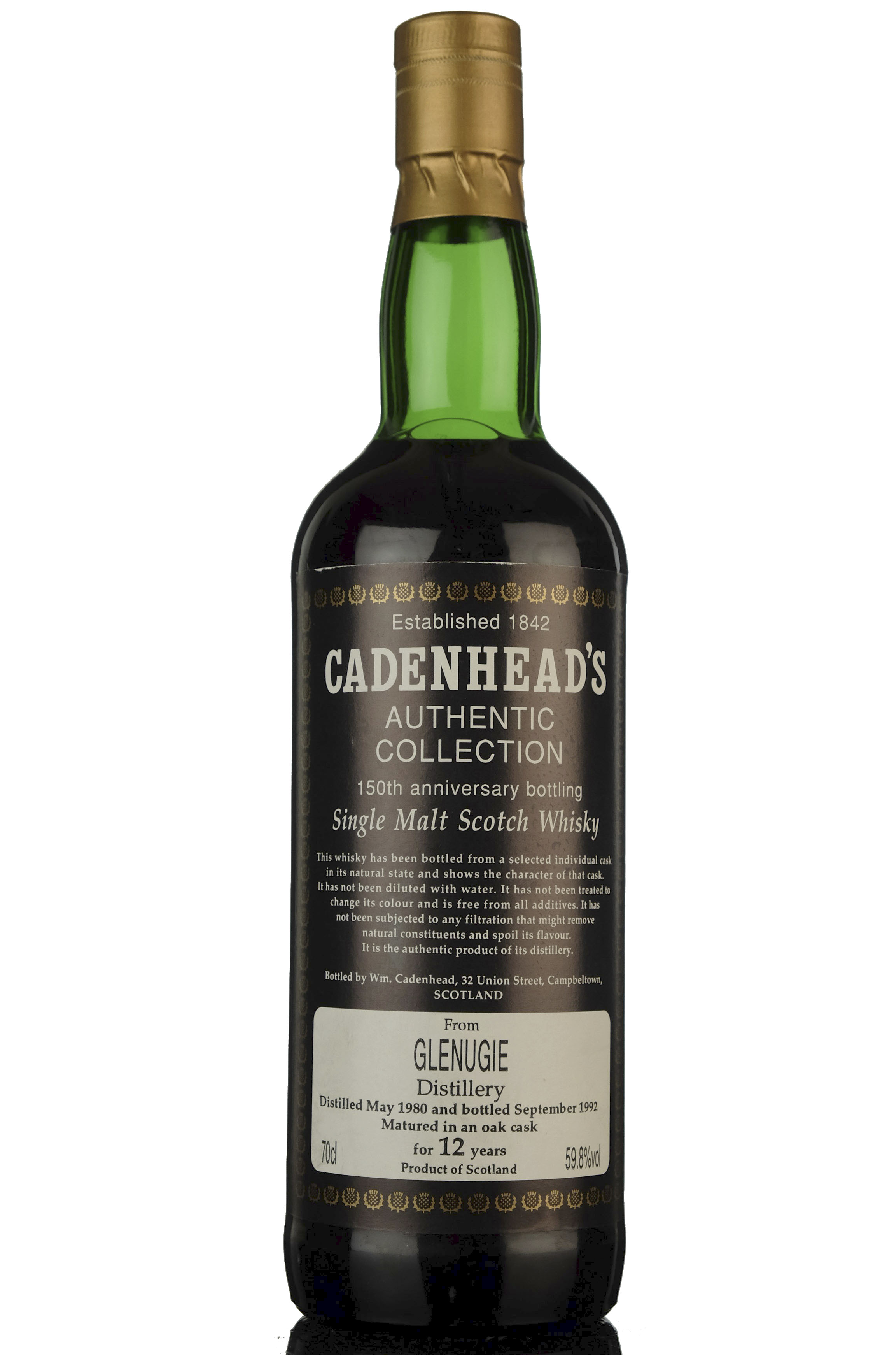 Glenugie 1980-1992 - 12 Year Old - Cadenheads Authentic Collection - 150th Anniversary - S