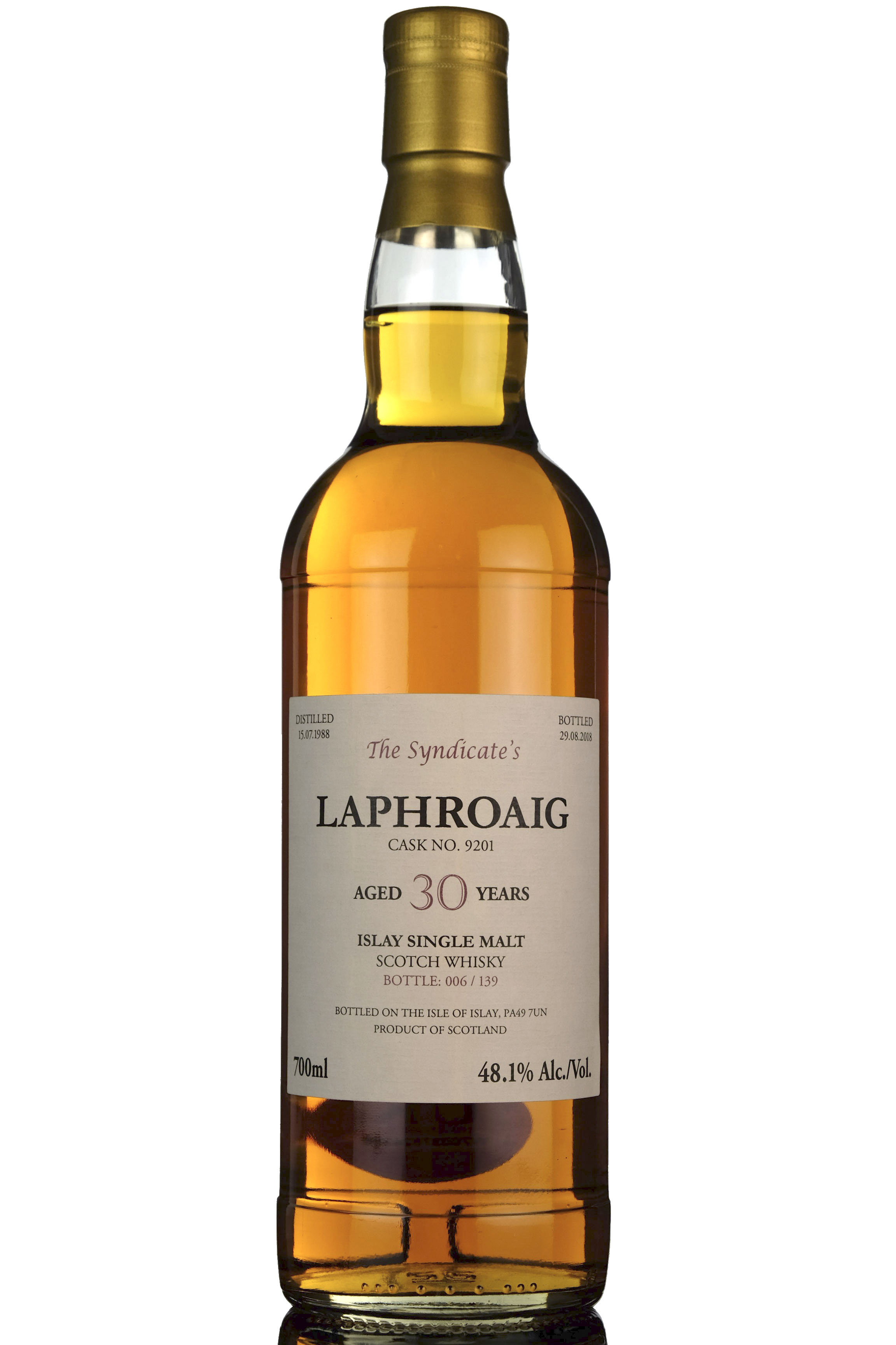 Laphroaig 1988-2018 - 30 Year Old - The Syndicate - 139 Bottles