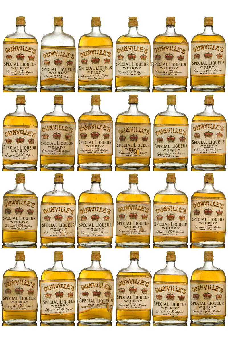 Dunvilles Three Crowns Irish Whiskey - Rotation 1948 - 24 Half Bottles In Original Wooden 