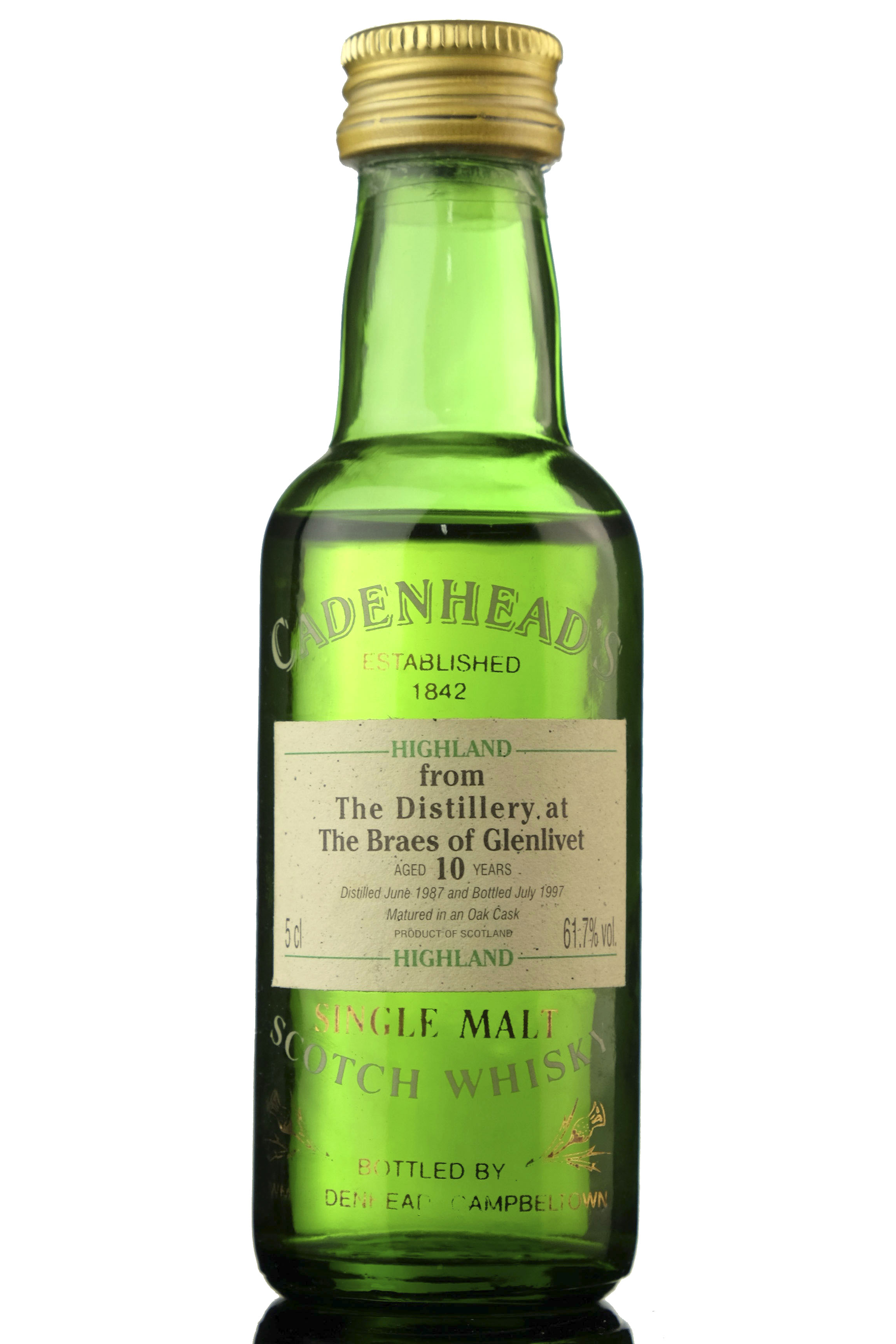 Braes Of Glenlivet 1987-1997 - 10 Year Old - Cadenheads - Miniature