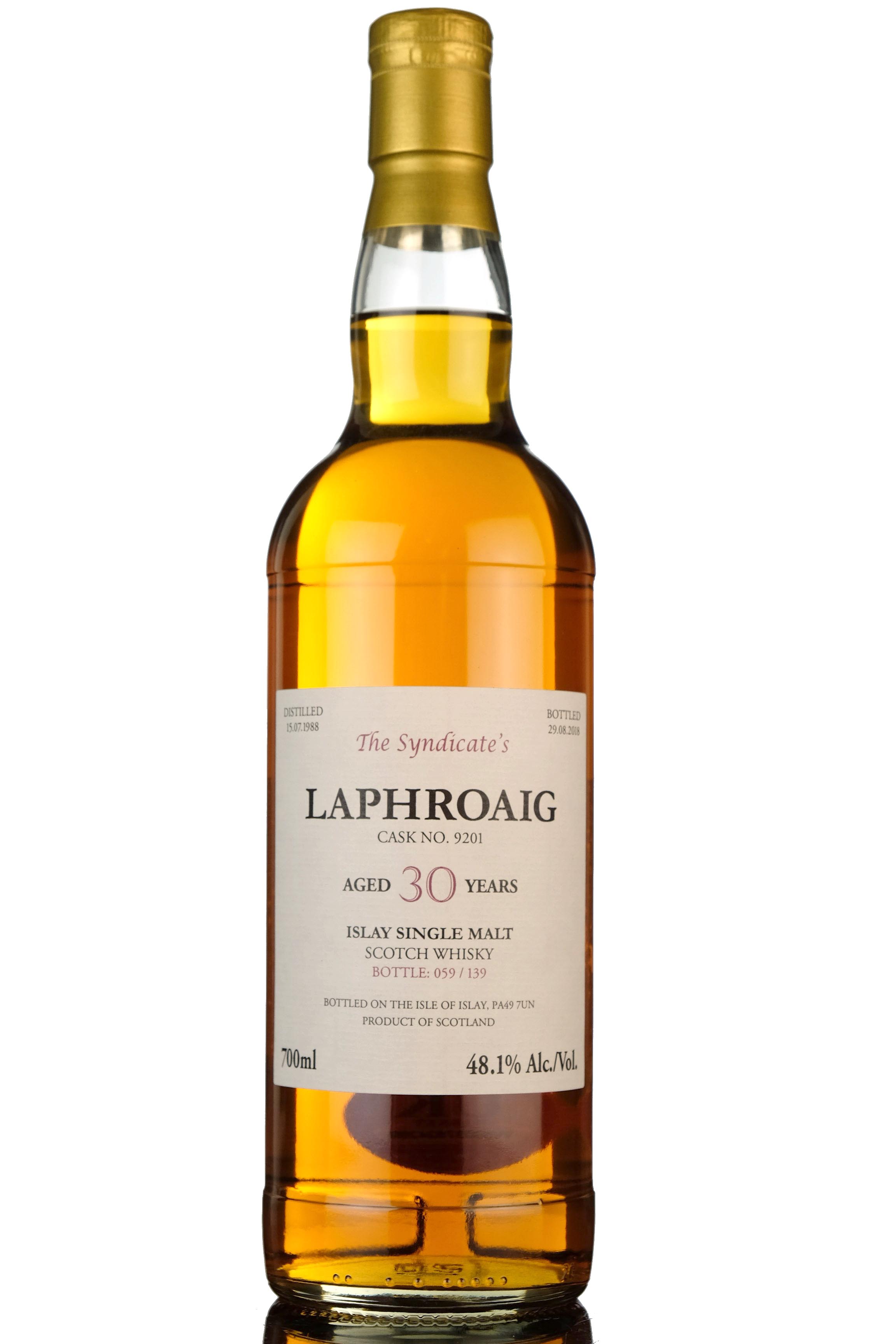 Laphroaig 1988-2018 - 30 Year Old - The Syndicate - 139 Bottles