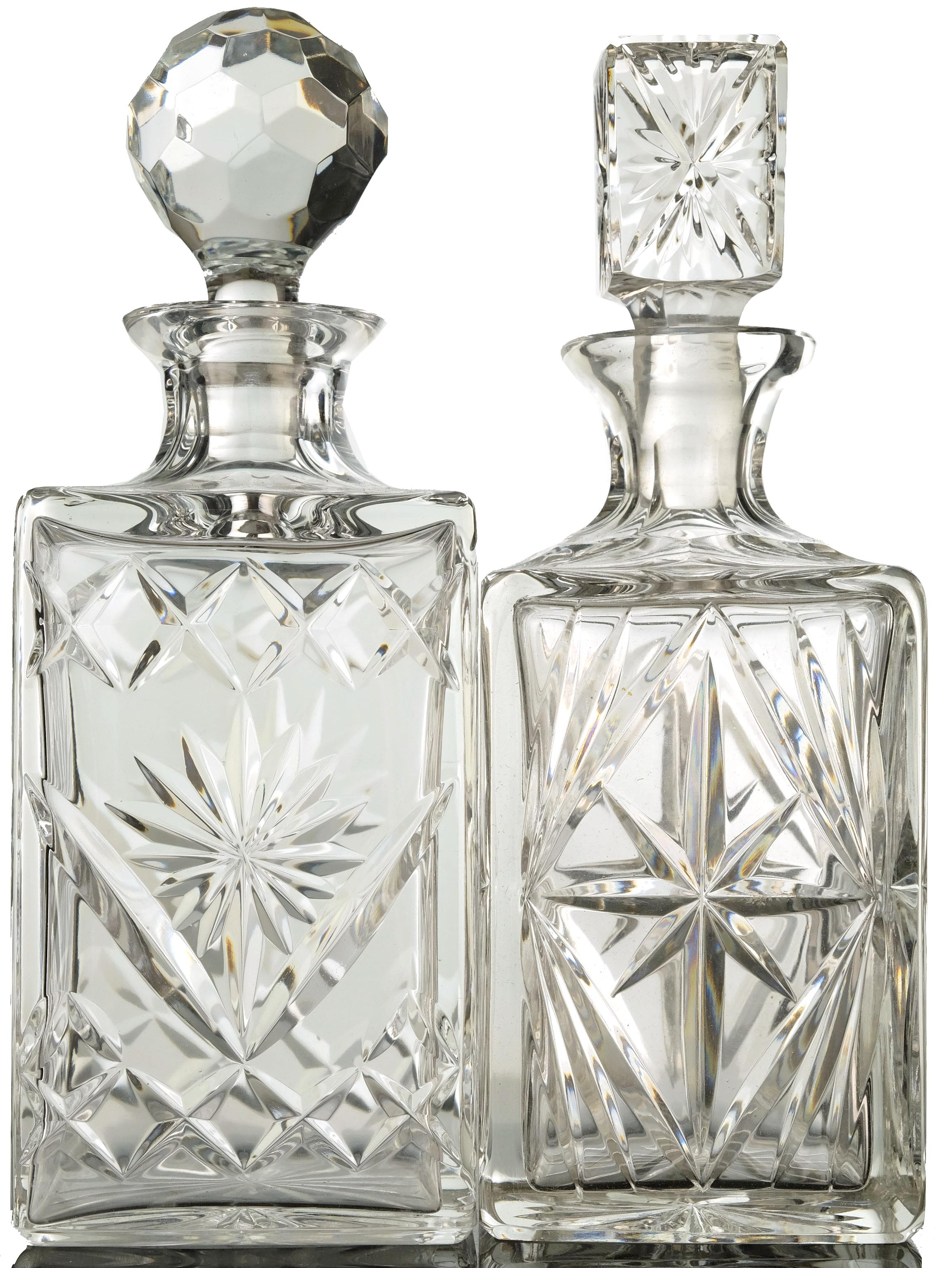 2 x Empty Glass Decanters