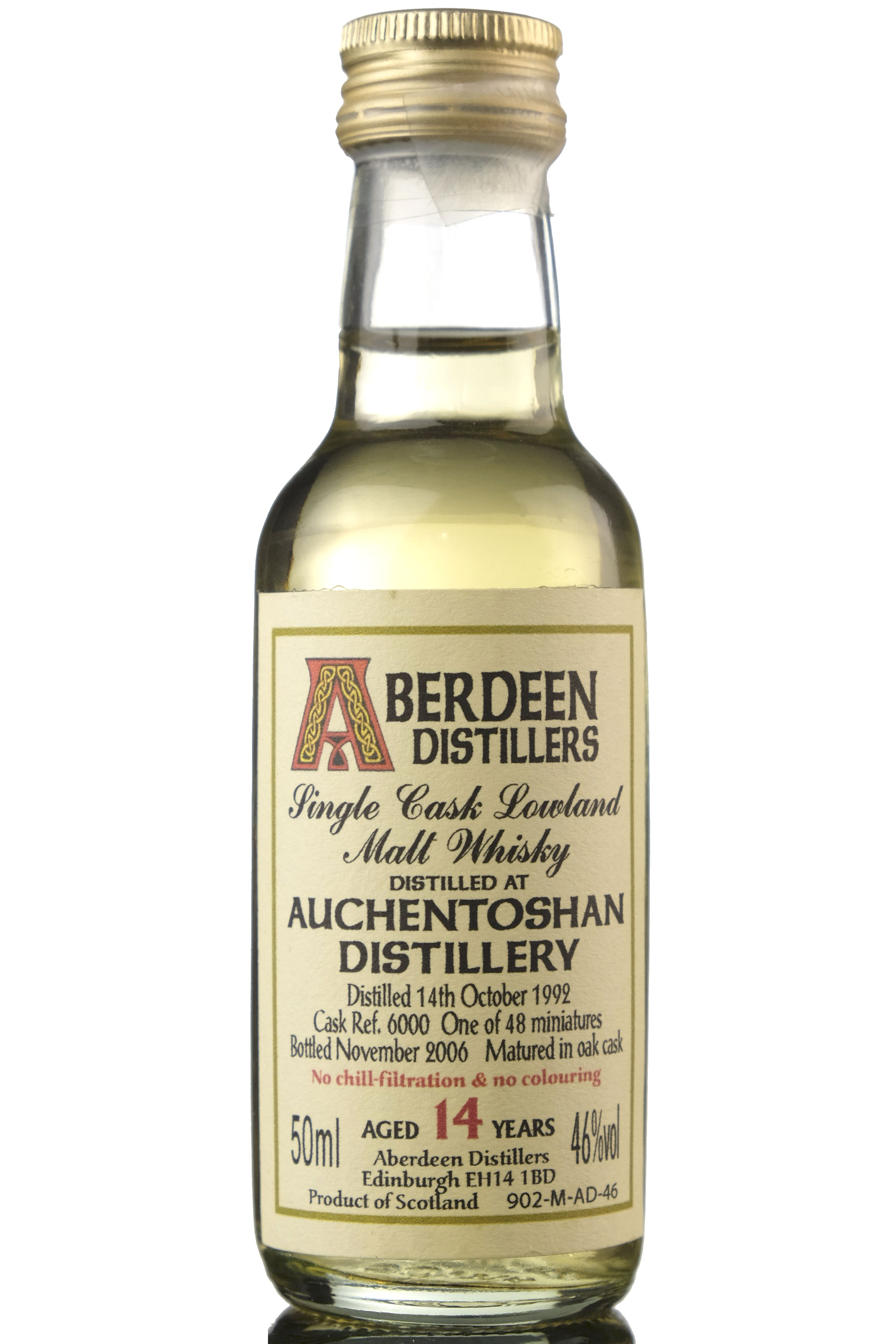 Auchentoshan 1992-2006 - Aberdeen Distillers - Blackadder Miniature