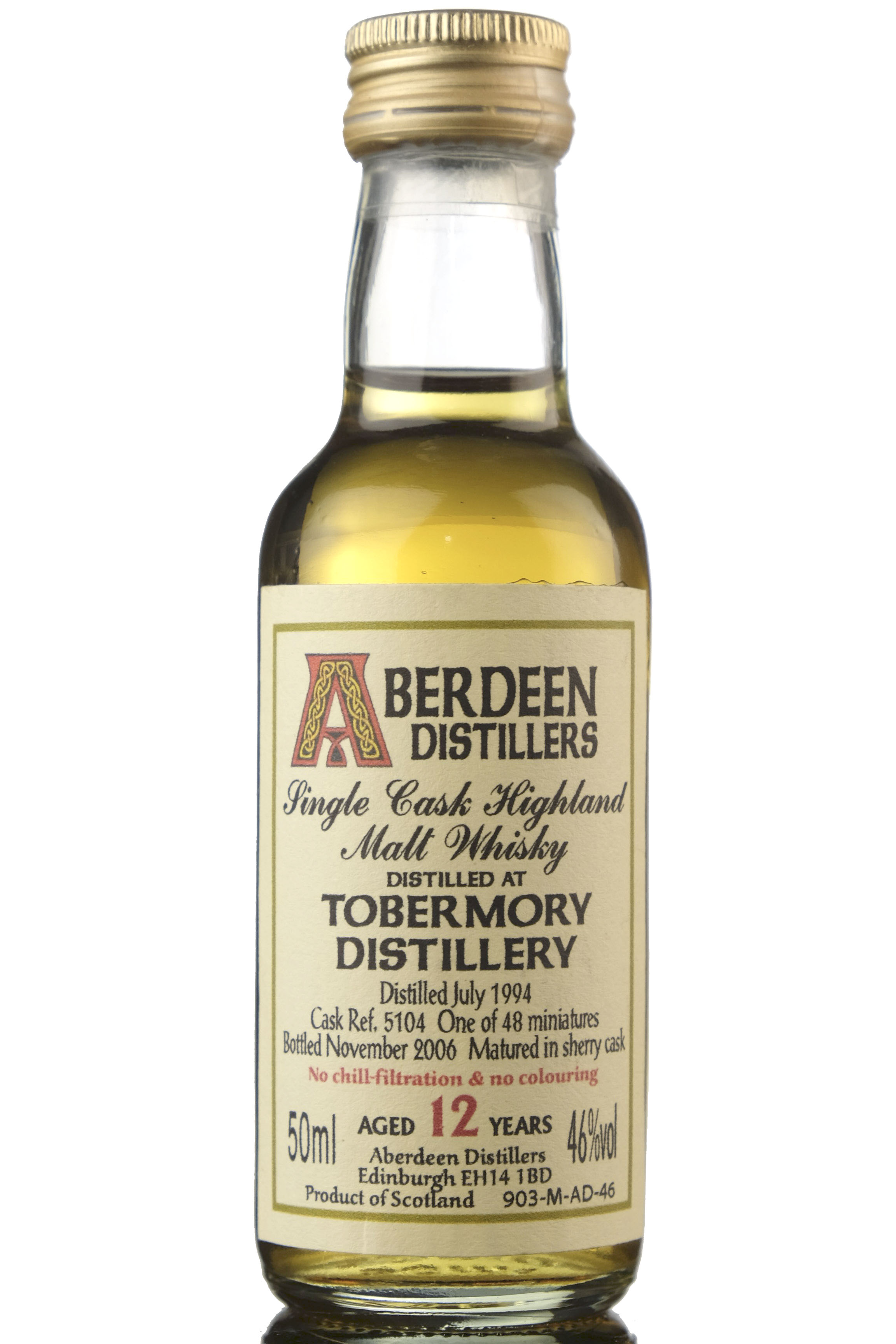 Tobermory 1994-2006 - 12 Year Old - Aberdeen Distillers - Blackadder Miniature