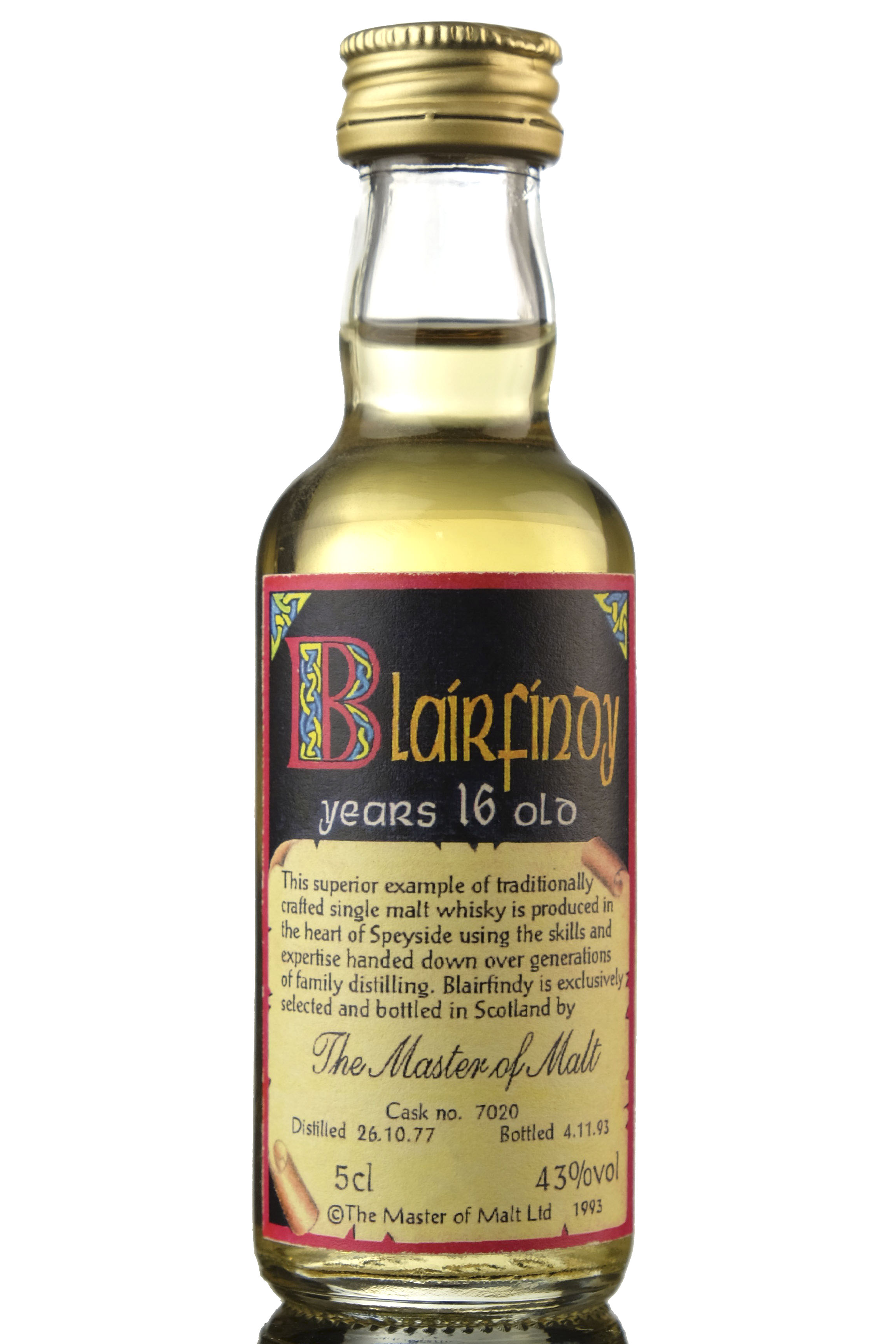 Blairfindy 1977-1993 - 16 Year Old - Master Of Malts Miniature