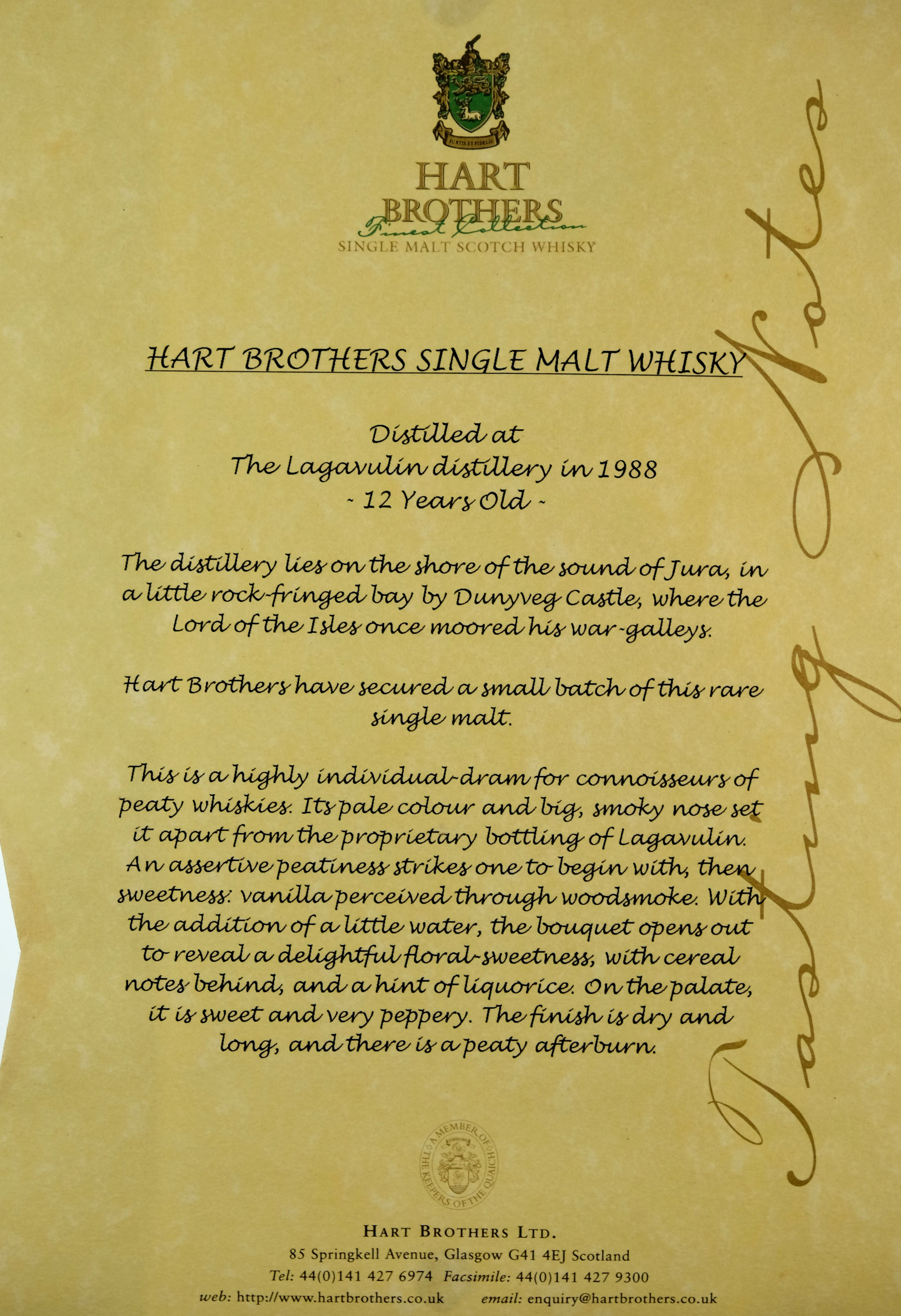 Lagavulin 1988 - 2000 12 Hart Brothers Finest Collection